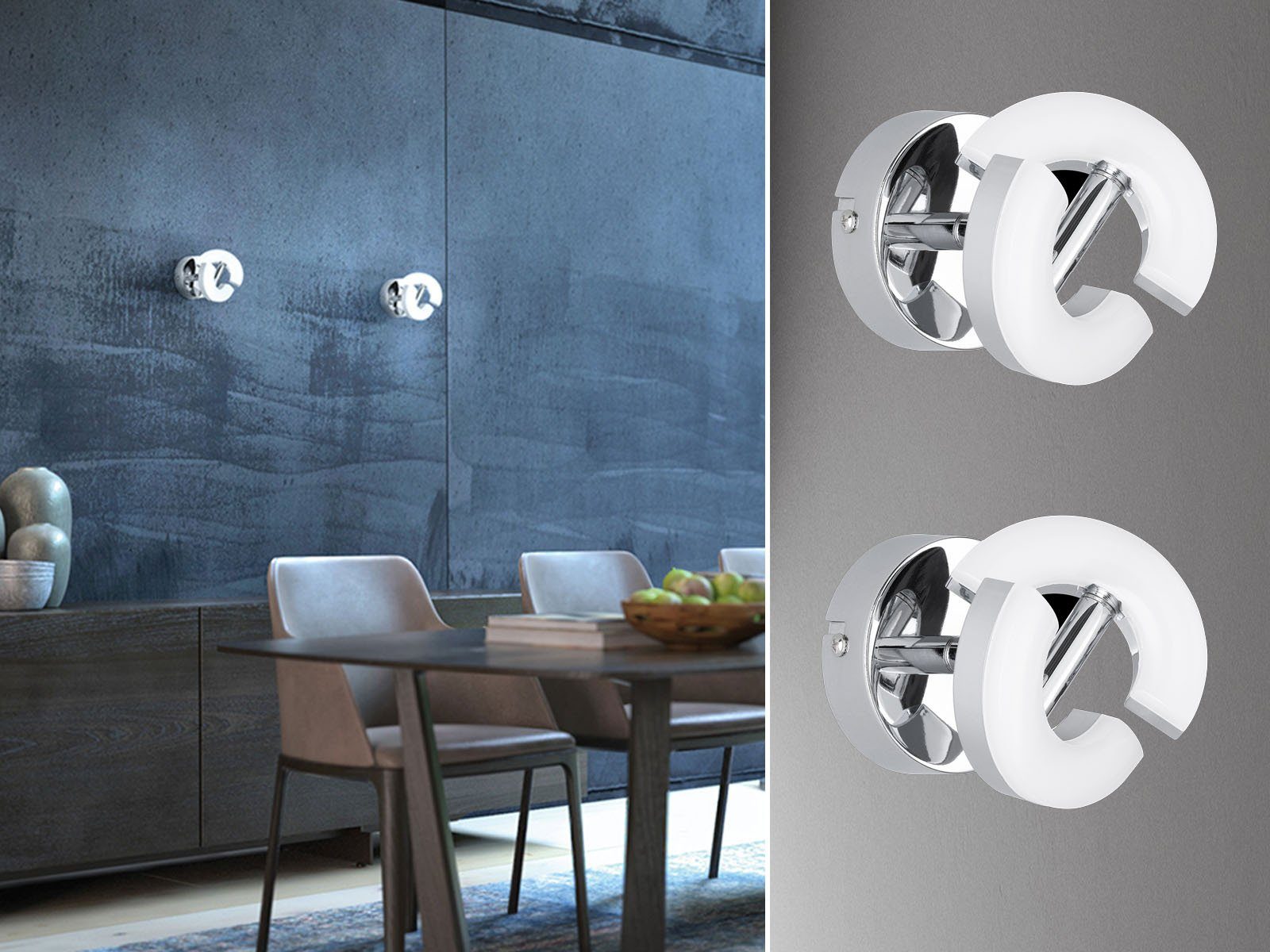 FISCHER & HONSEL LED Wandstrahler, SET integriert, Wand-Spots kleine LED Warmweiß, Küchenstrahler Aufputz Aufbau-Leuchte fest Innen, 2er