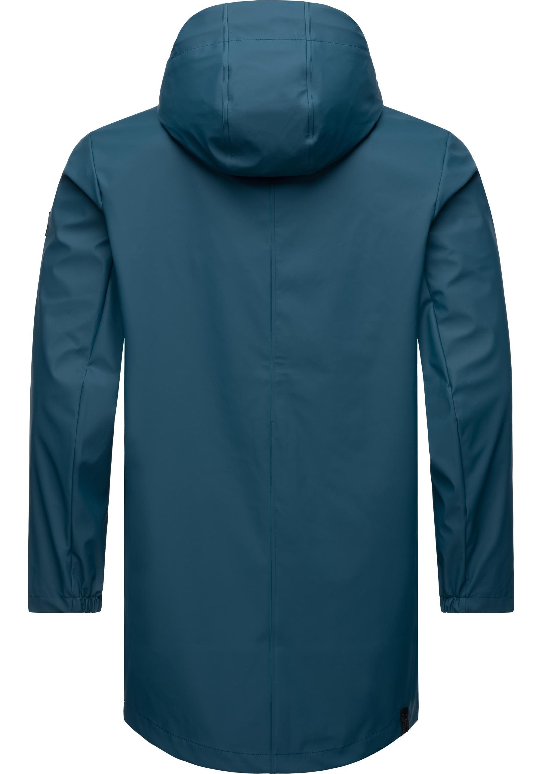Ragwear Regenmantel Sanwoy Lange, wasserdichte Herren Regenjacke mit Kapuze