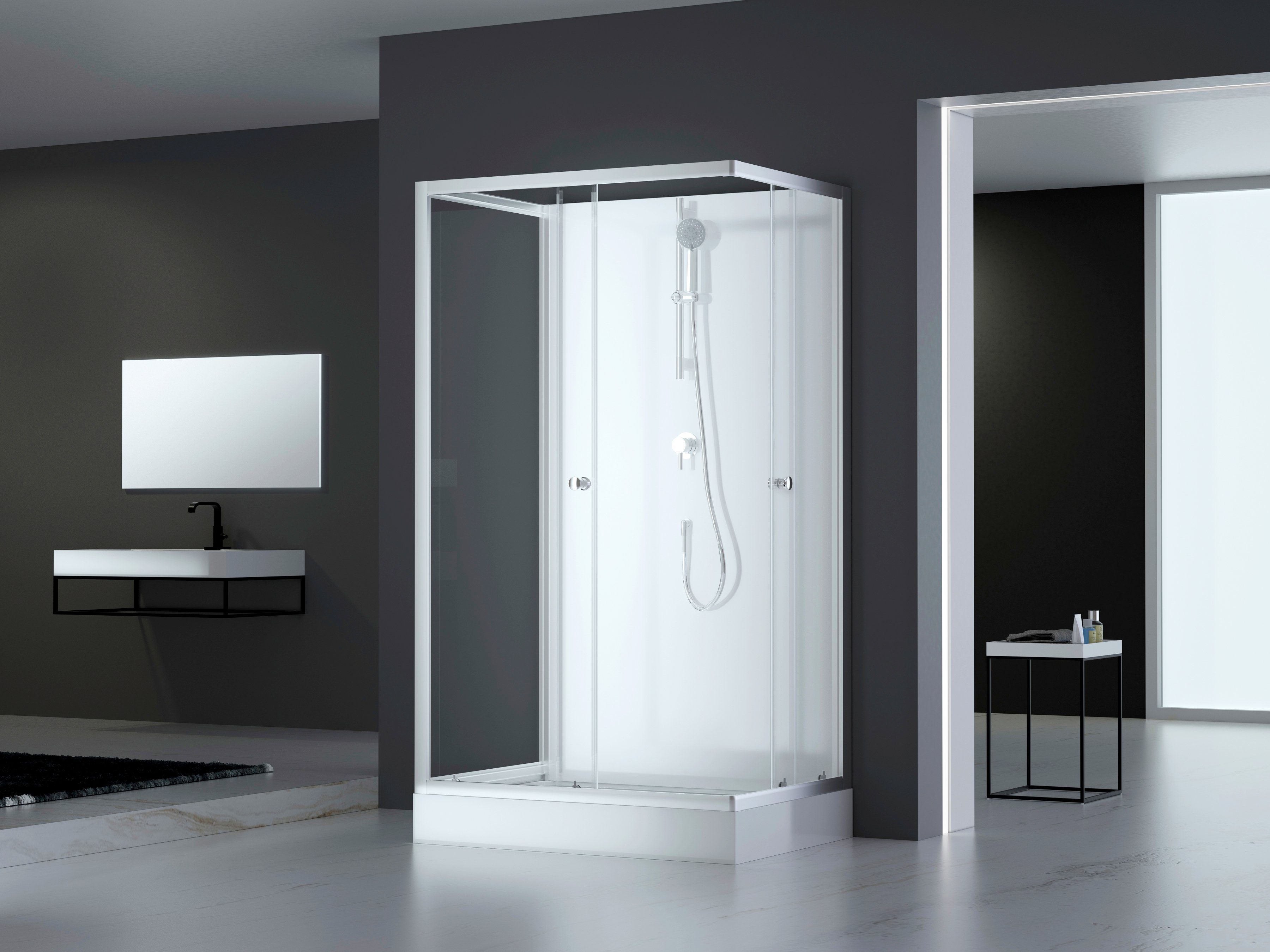 Marwell Komplettdusche White Dream, BxT: 110x80 cm, Einscheibensicherheitsglas, inkl. Armaturen