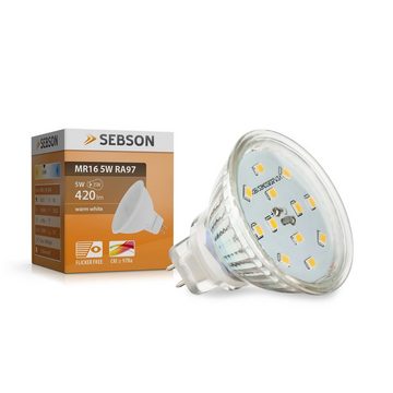 SEBSON LED-Leuchtmittel LED Lampe GU5.3 / MR16 5W warmweiß 12V Leuchtmittel Einbaustrahler