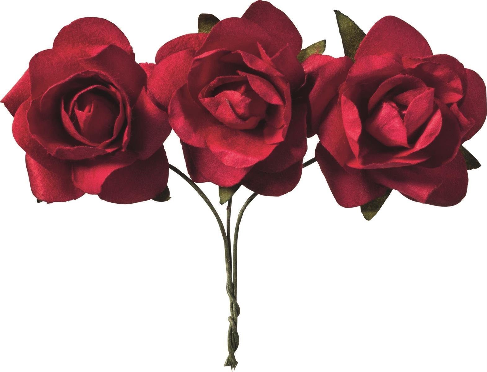 Knorr Prandell Hängedekoration 217611001 Blüte am Draht-Stiel "Papierrose" Ø 2,5 cm rot