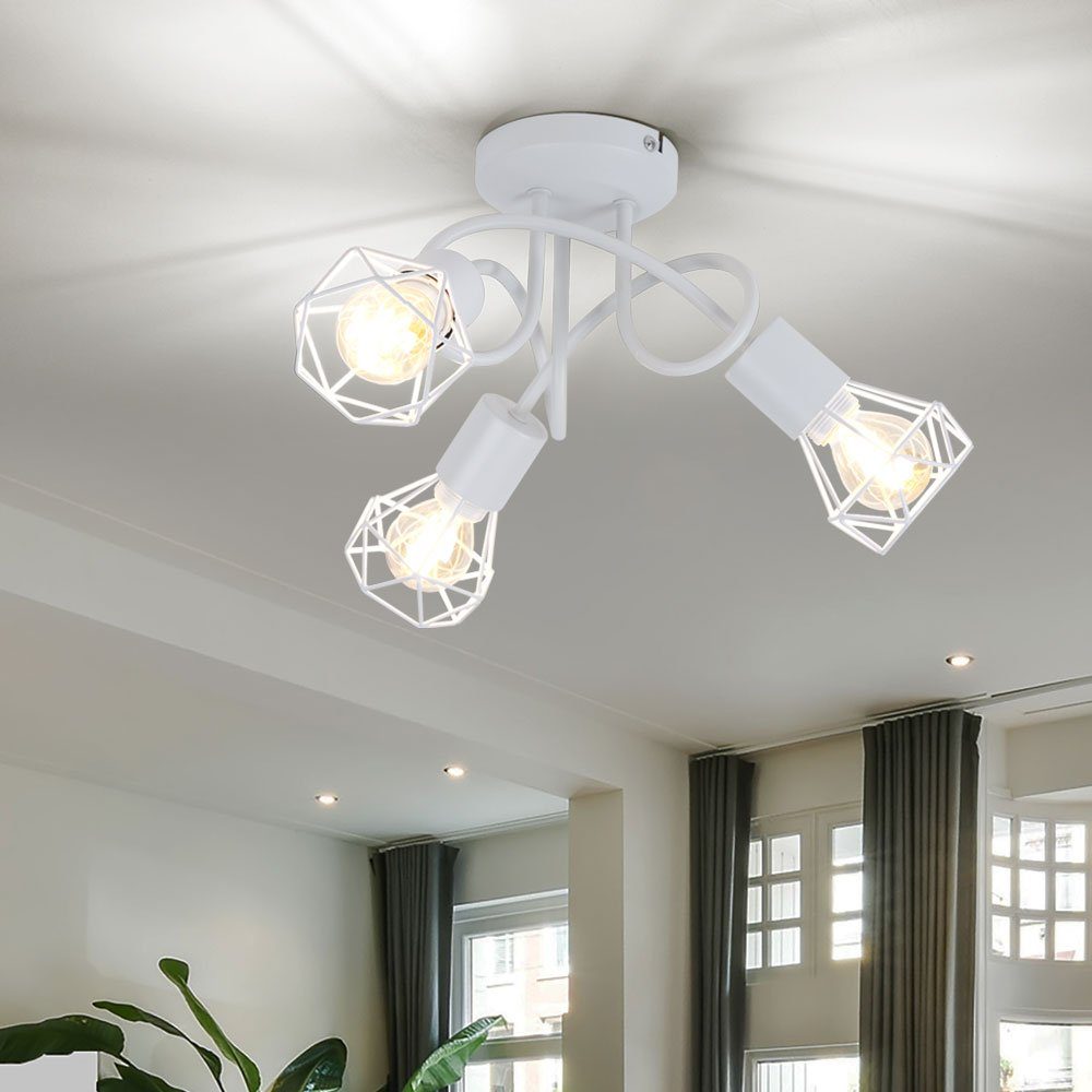 etc-shop LED Deckenleuchte, Leuchtmittel inklusive, Lampe Käfig Zimmer Spot Ess Decken Rondell- Warmweiß, VINTAGE
