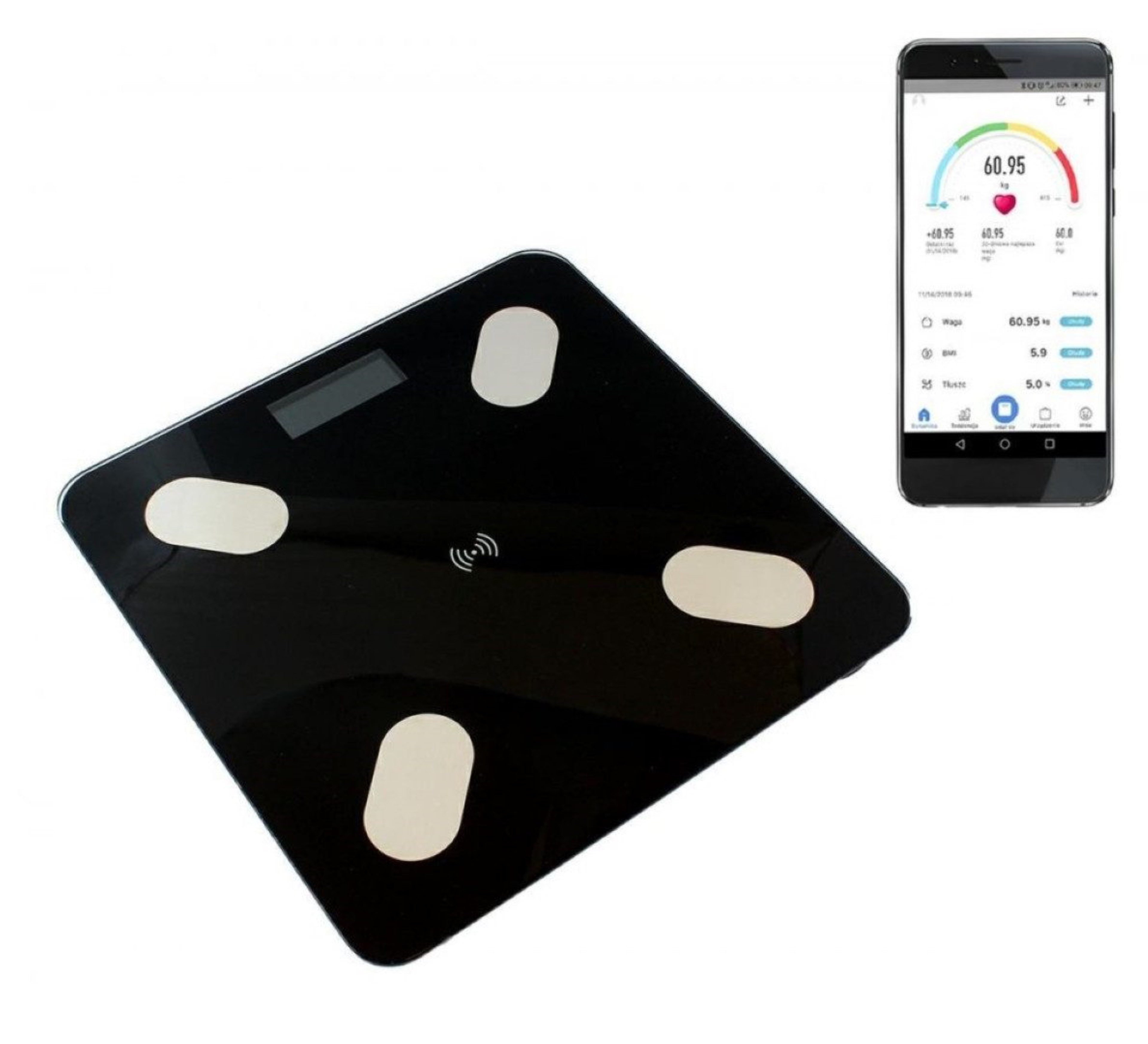 LA CUTE Körper-Analyse-Waage 8in1 Präzisions-Körper-Analysewaage BMI Körperfett Muskelmasse Wasser, Präzisions-Körperwaage Bluetooth App-Anbindung für 8 Benutze – Bild 4 von 5