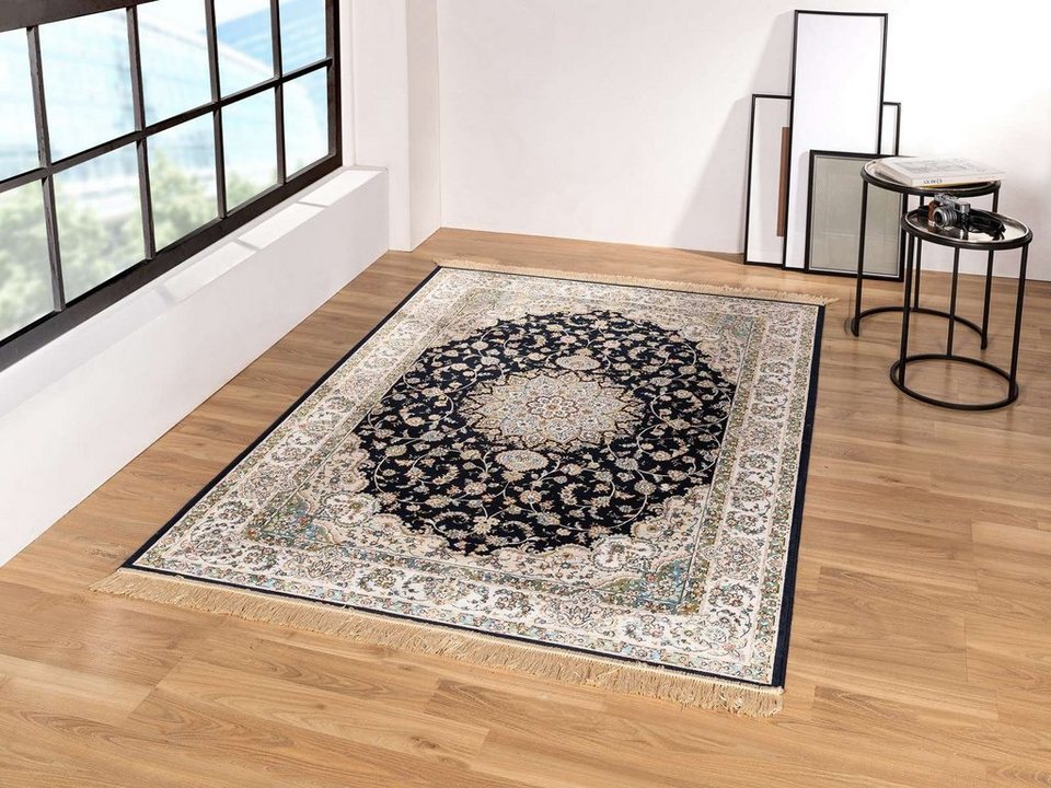 Orientteppich TaraCarpet, 6 067x105 Boho Moderner Vintage Isfahan rechteckig, Royal Teppich Schlafzimmer 914644, Palazzo Höhe: mm, Wohnzimmer cm blau Esszimmer
