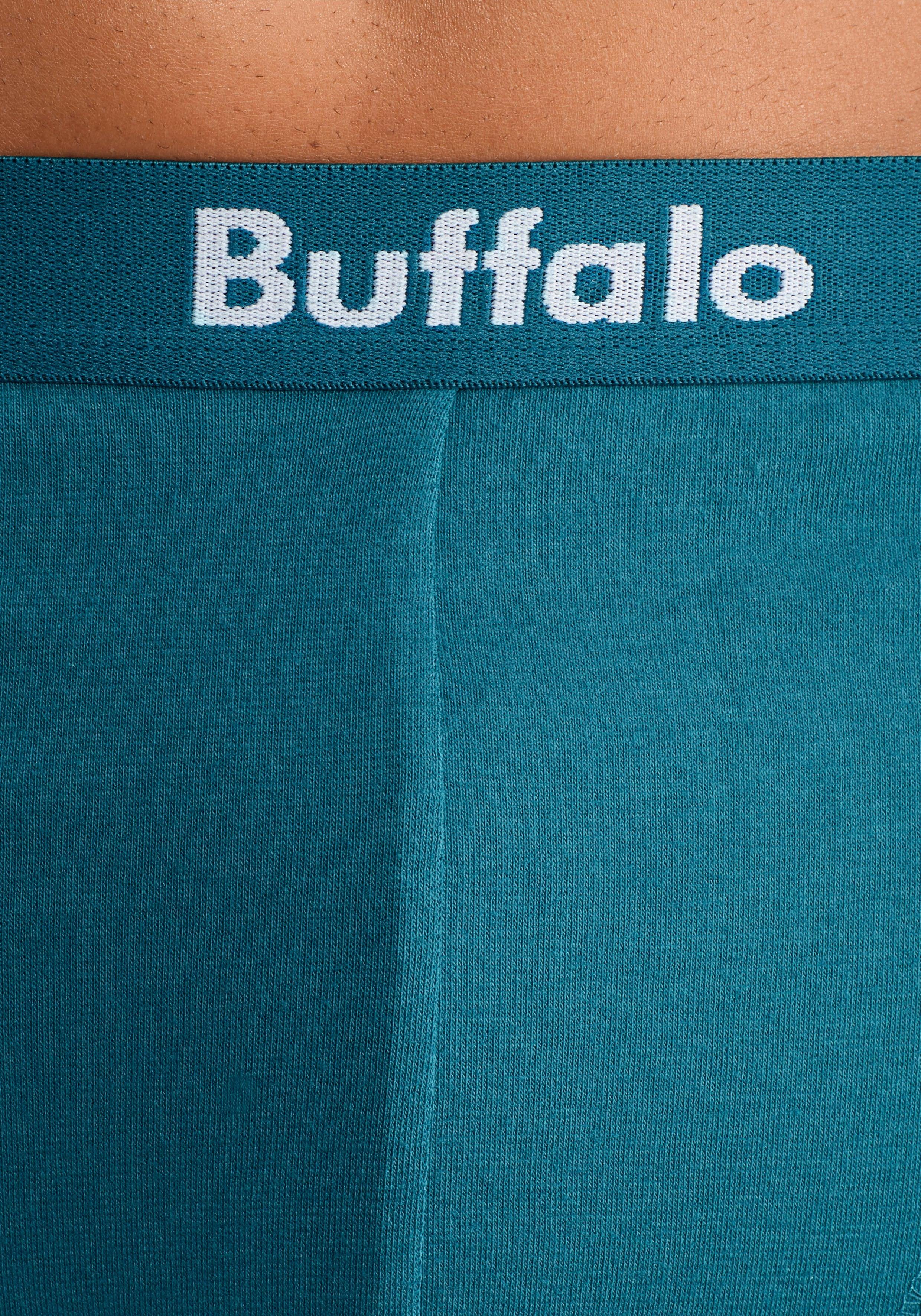 petrol, (Packung, grau vorn lila, mit 3-St) Boxer Buffalo Overlock-Nähten