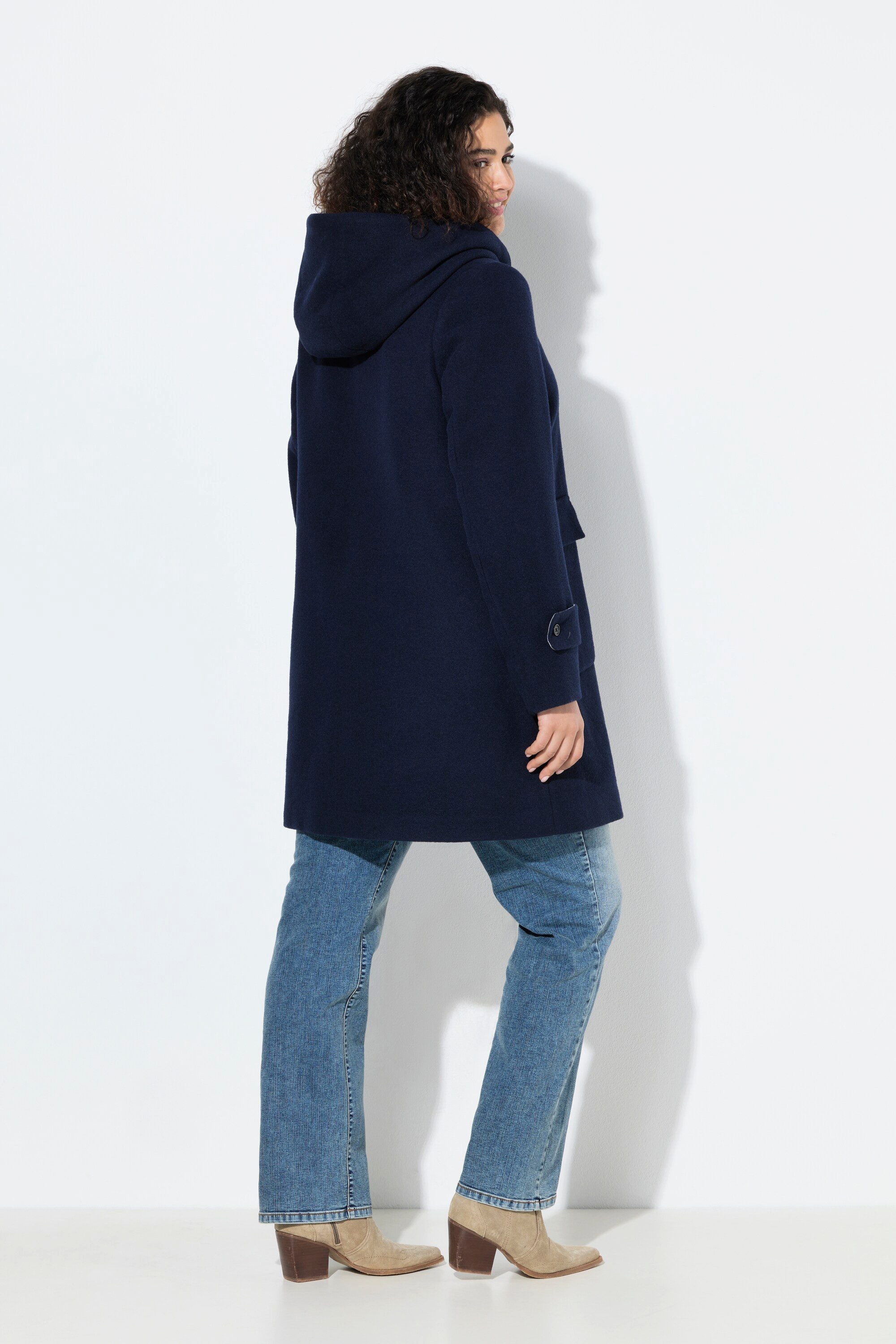 Ulla Popken Wintermantel Dufflecoat A-Linie Wollmischung Kapuze – Bild 3 von 4