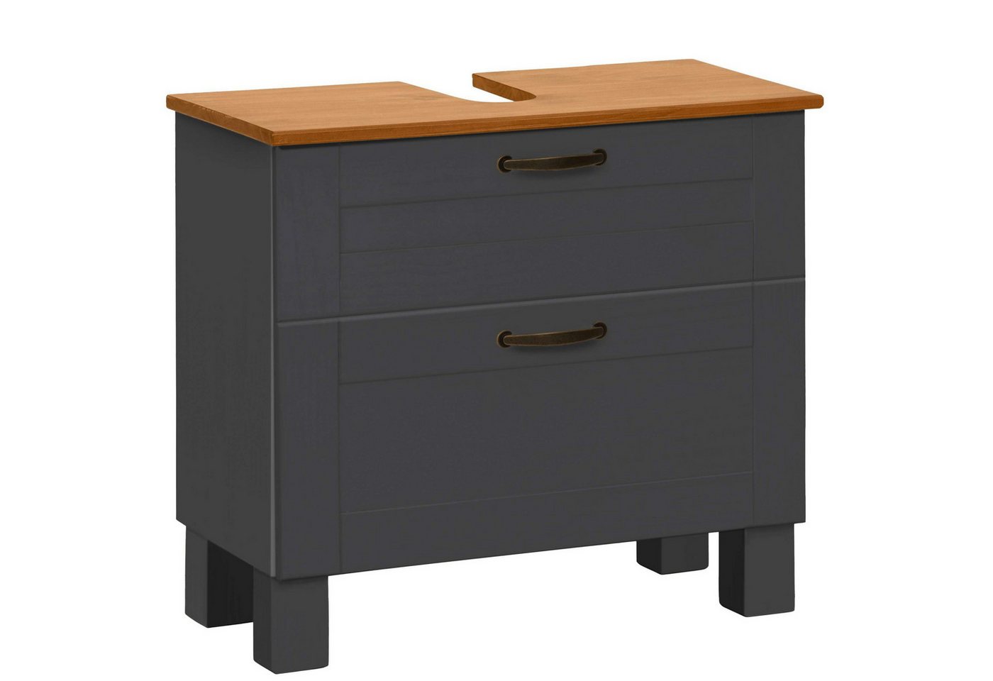 Home affaire Waschbeckenunterschrank Rodby FSC®-zertifiziertes Massivholz, Griffe Metall, Breite 60cm, Höhe 55cm