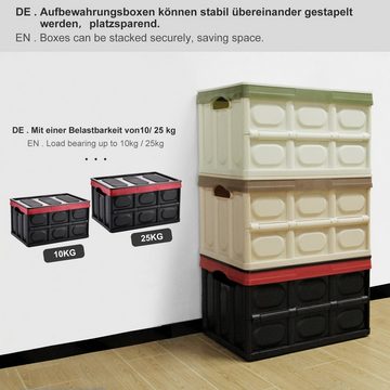 Yorbay Klappbox 2x Klappbox Transportbox Aufbewahrungsbox aus Kunststoff, 23 l, mit Deckel und Handgrif, Fassungsvermögen 23L // 45L auswählbar