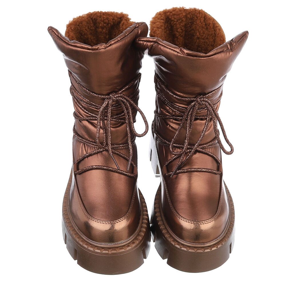 Ital-Design Damen Snowboots Freizeit Snowboots (88489451) Blockabsatz Stiefeletten in Bronze