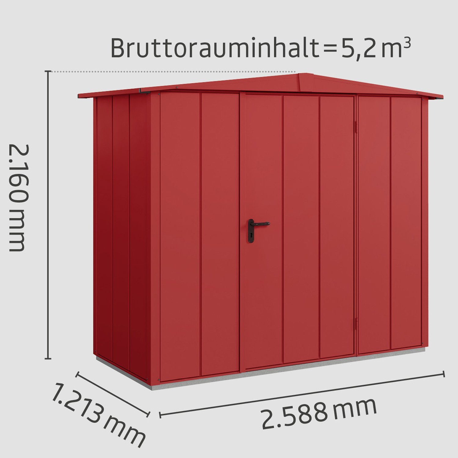 Hörmann Ecostar Gerätehaus Elegant mit Satteldach (259 x 121 cm), Metall