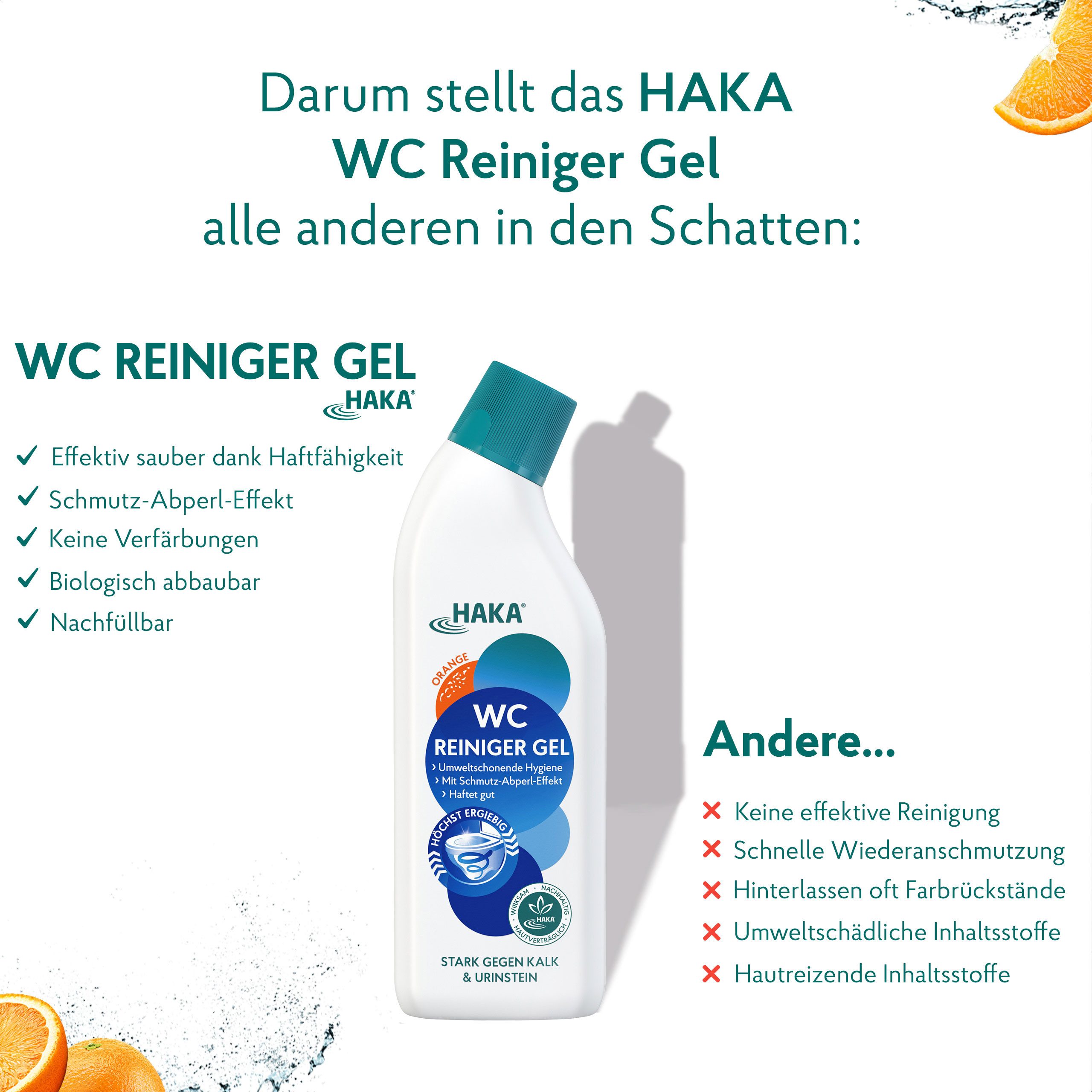 HAKA WC Reiniger Gel Orange 740ml WC-Reiniger