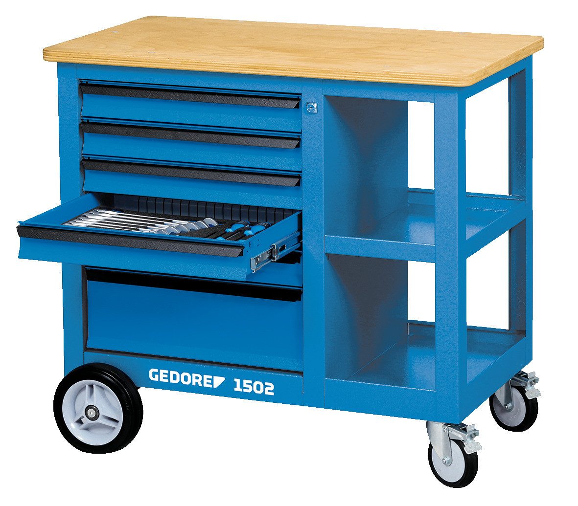 Gedore Werkbank 1502 S Rollwerkbank mit 6 Schubladen und Schraubstock