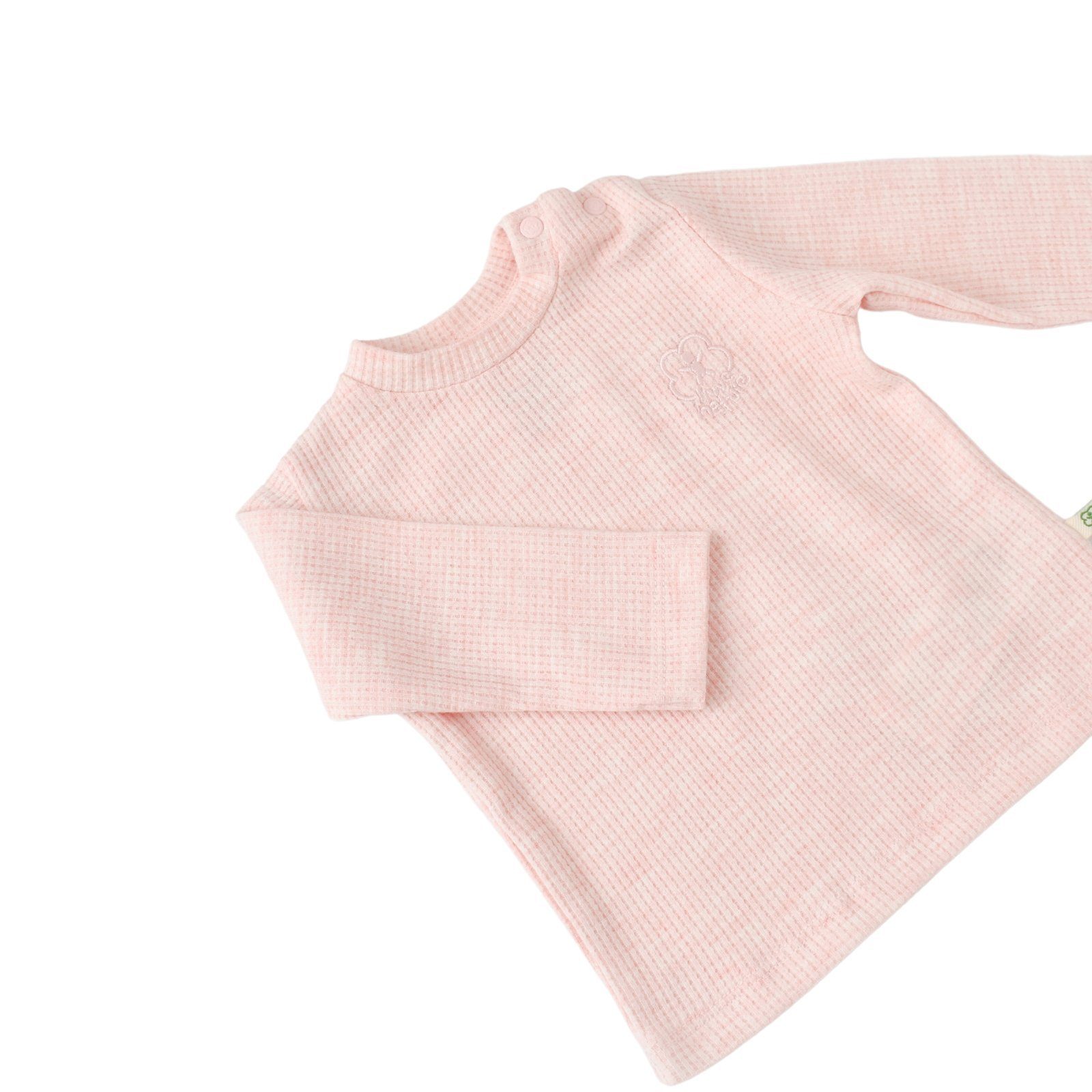 100% Hose) GOTS-zertifiziert Waffle & (Pyjama-Set, Schlafanzug Unisex Bio-Baumwolle, Waffle-Struktur, tlg., Nature Mädchen In 2 Jungen Langarmshirt Shirt rosa Hose + biorganic und Baby Set für