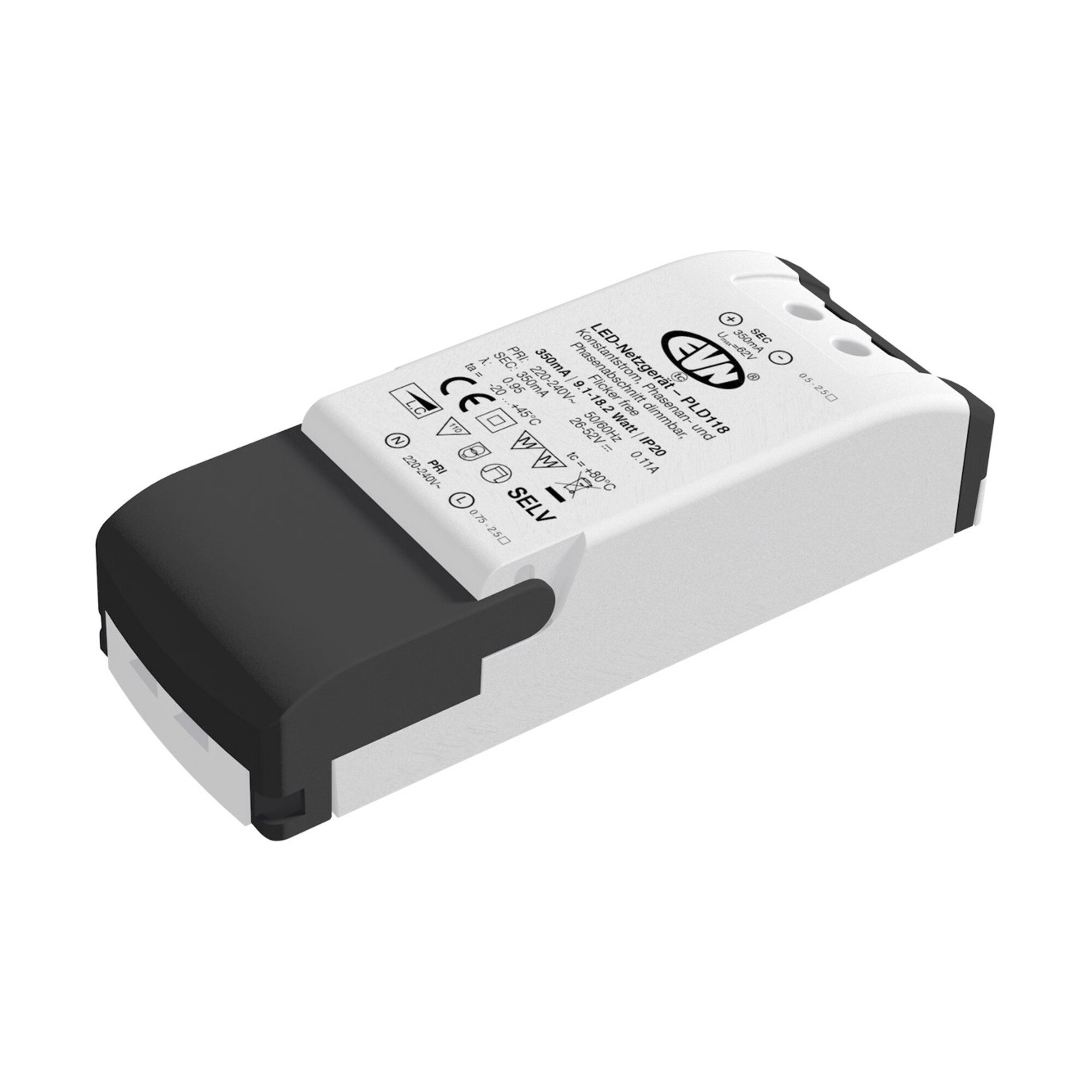 Contorion EVN Lichttechnik LED-Netzgerät 350mA 9,2-18,2W PLD 118 Steckdosenleiste
