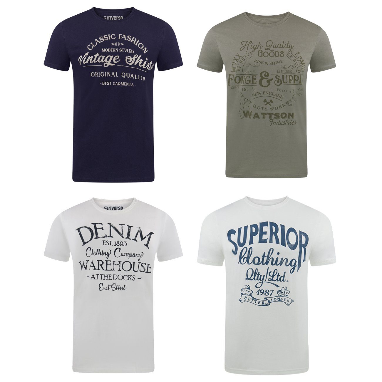 riverso Tshirt Herren Baumwolle Regular Fit RIVLeon 4er Set Pack günstig online kaufen
