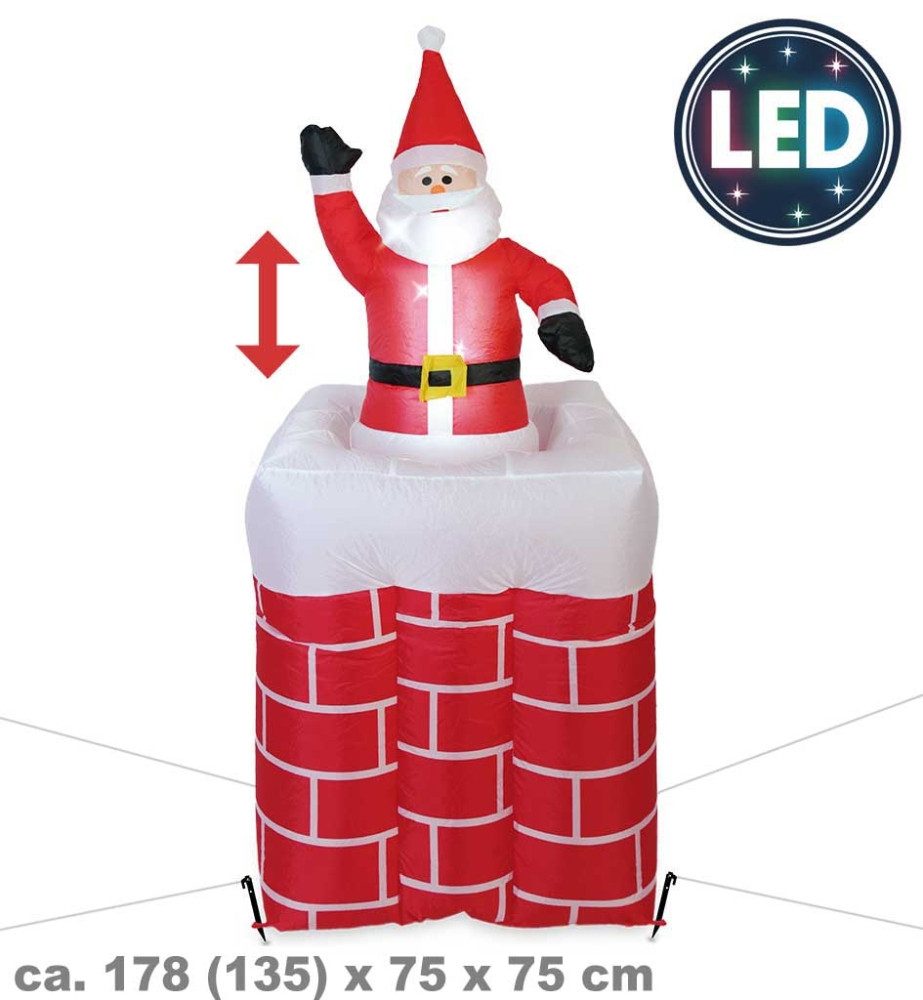 Fries Aufblasbares Partyzubehör XXL Selbstaufblasender Beweglicher Nikolaus Garten Deko mit LED, Highlight: Mit automatischer Hebe und Senkfunktion