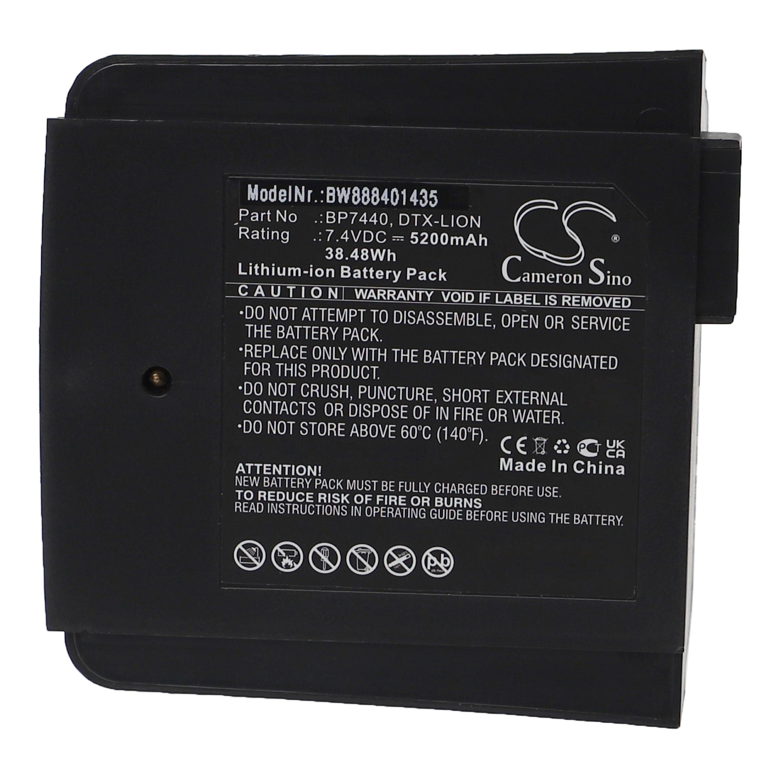 vhbw kompatibel mit Fluke DTX-1800-MS, DTX-1800-M, DTX-1200-MS, DTX-1200-M Akku Li-Ion 5200 mAh (7,4 V)