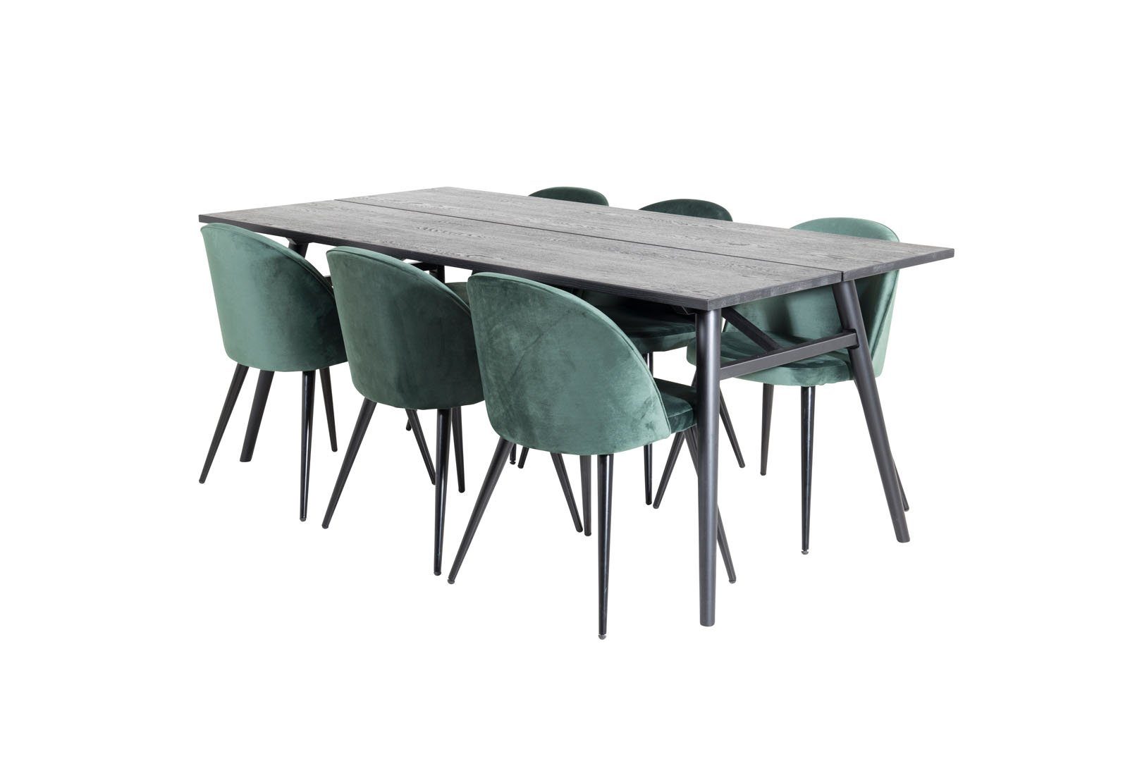 ebuy24 Essgruppe Sleek (7-tlg) schwarz;grün;schwarz ausziehbarer Essgruppe Esstisch Tisch Lä