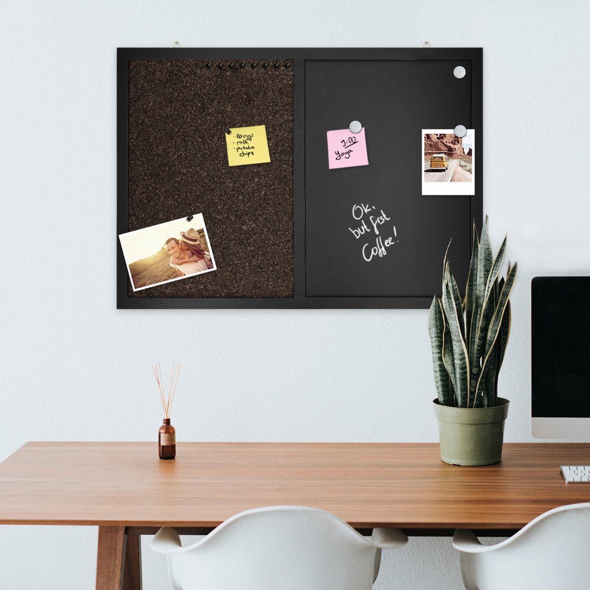 Navaris Tafel Kombitafel aus Kreidetafel und Kork Pinnwand - Memoboard 70x5 günstig online kaufen