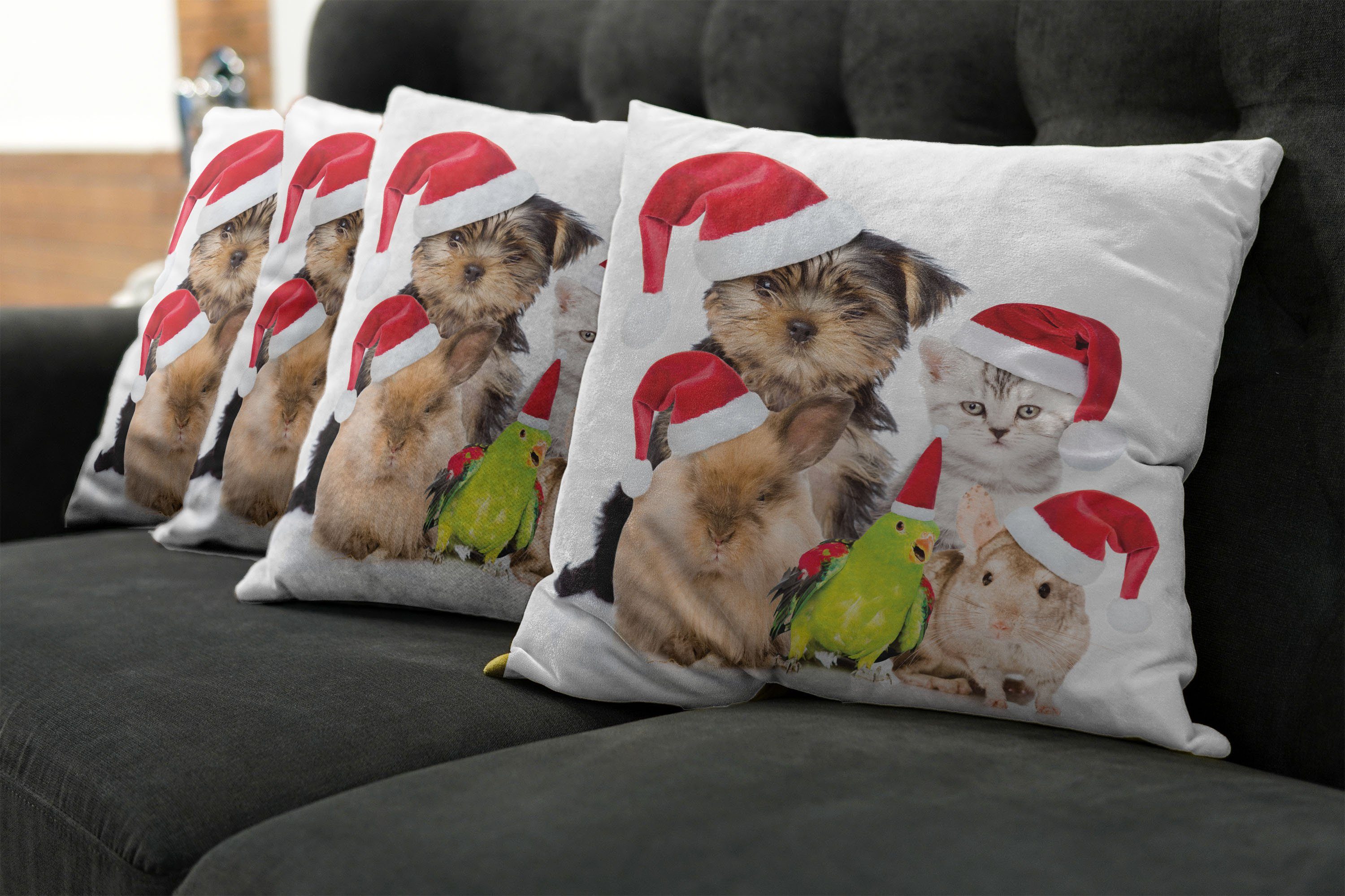 Abakuhaus Stück), Doppelseitiger (4 Modern Kissenbezüge Accent Weihnachtsthema Tiere Haustiere Digitaldruck,