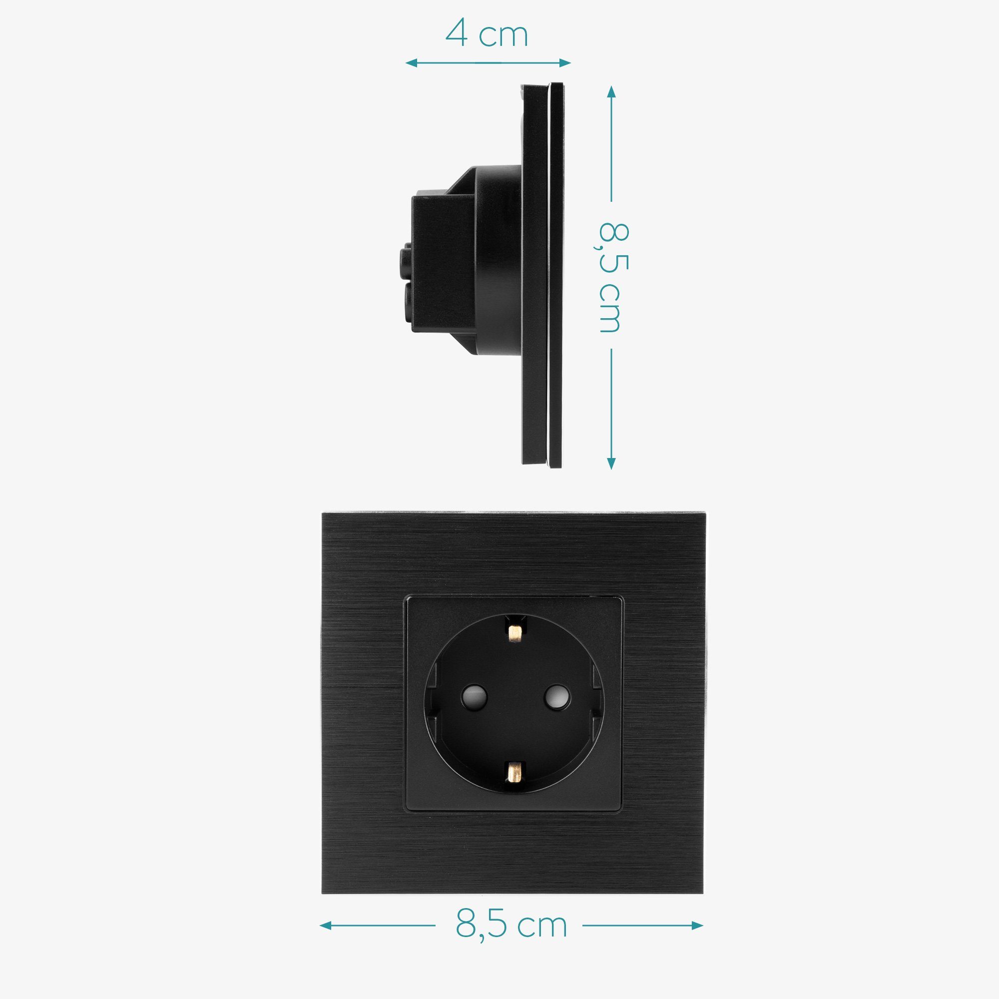 Wandsteckdose Schuko Design Einbau Steckdosenleiste Steckdose einfach - Alu Navaris m) 8,50 (Kabellänge