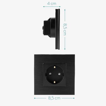 Navaris Alu Schuko Steckdose einfach - Design Einbau Wandsteckdose Steckdosenleiste (Kabellänge 8,50 m)