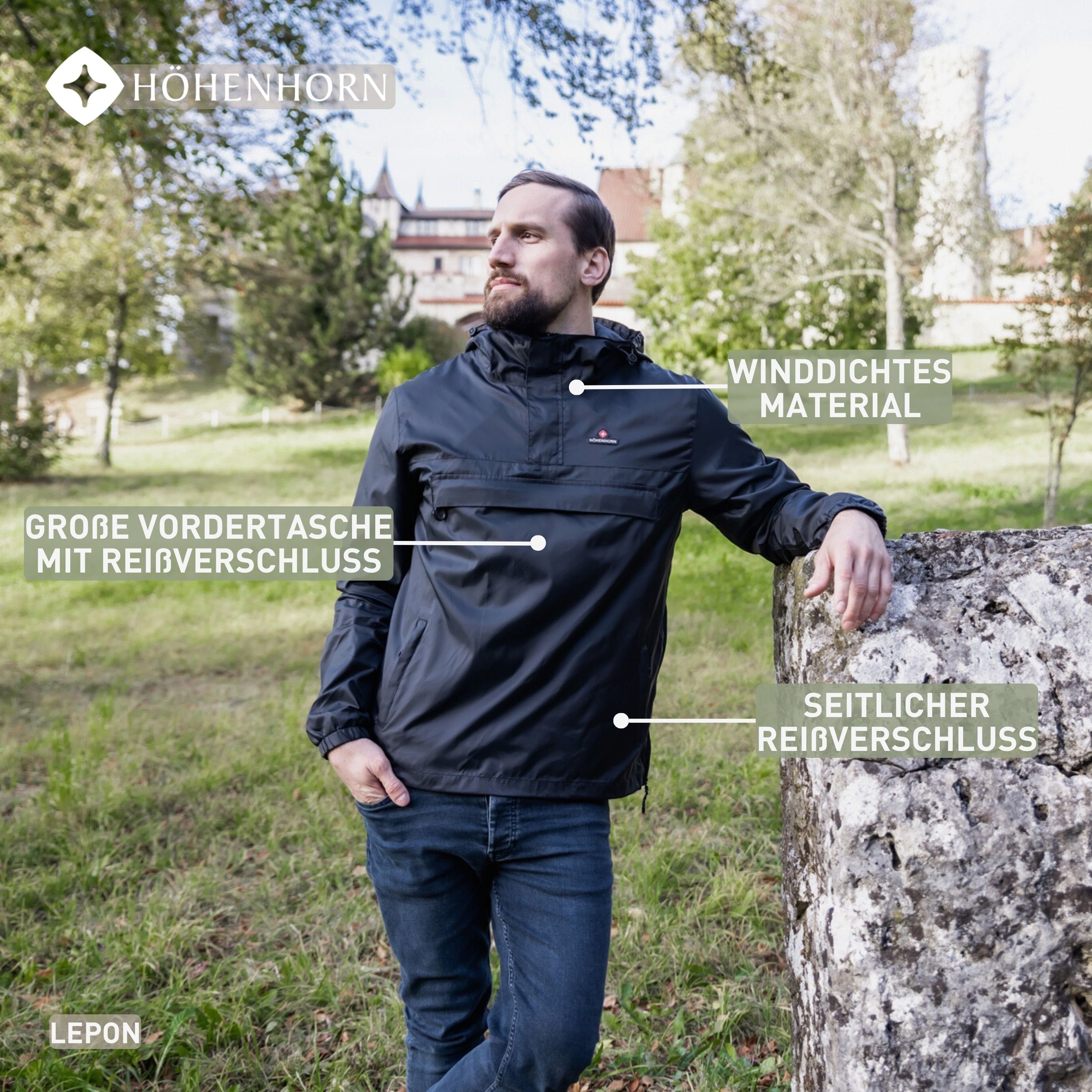 Höhenhorn Windbreaker Lepon Herren Jacke für Männer Schlupfjacke mit Brusttasche Camoflage, seitlicher Reißverschluss