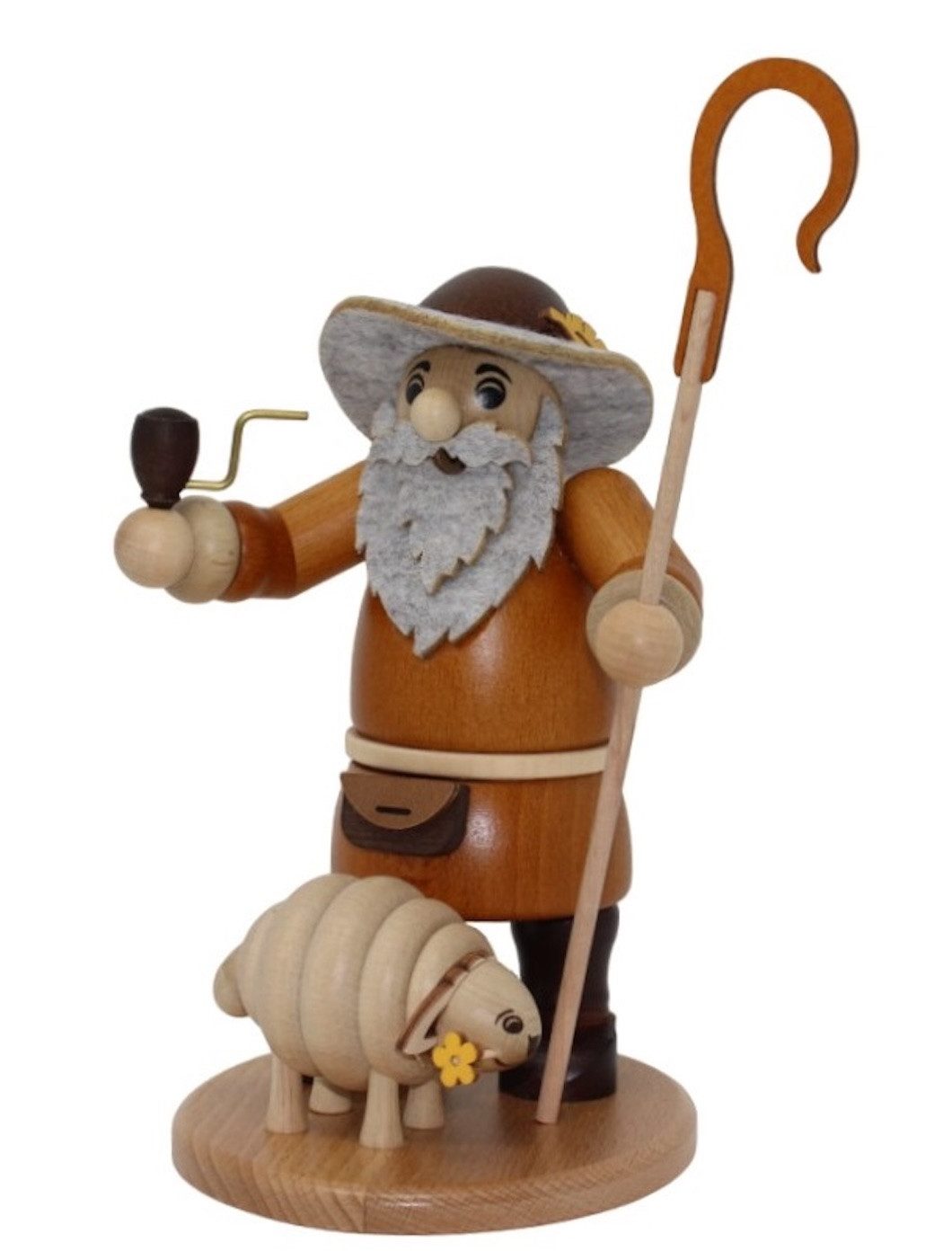 Zeidler Holzkunst Räuchermännchen Schäfer mit Schaf - Höhe: 25 cm - Handarbeit aus dem Erzgebirge, (1 St), Handarbeit aus dem Erzgebirge