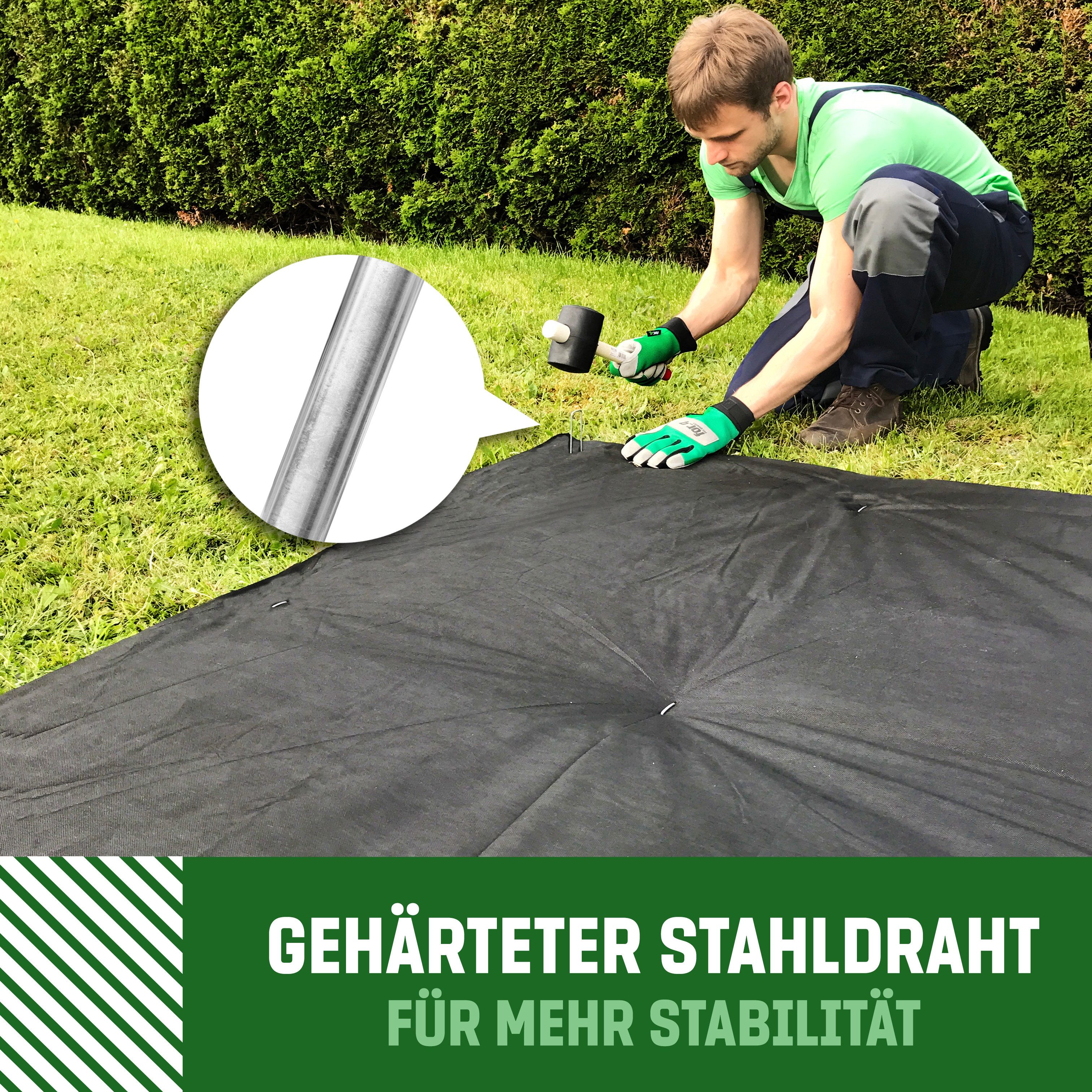 GardenGloss Bodenanker Erdanker Verzinkt Ø3mm - 150mm x 30mm für Unkrautvlies, Zaun, Camping, (25-St), Spitze Enden – Bild 5 von 5