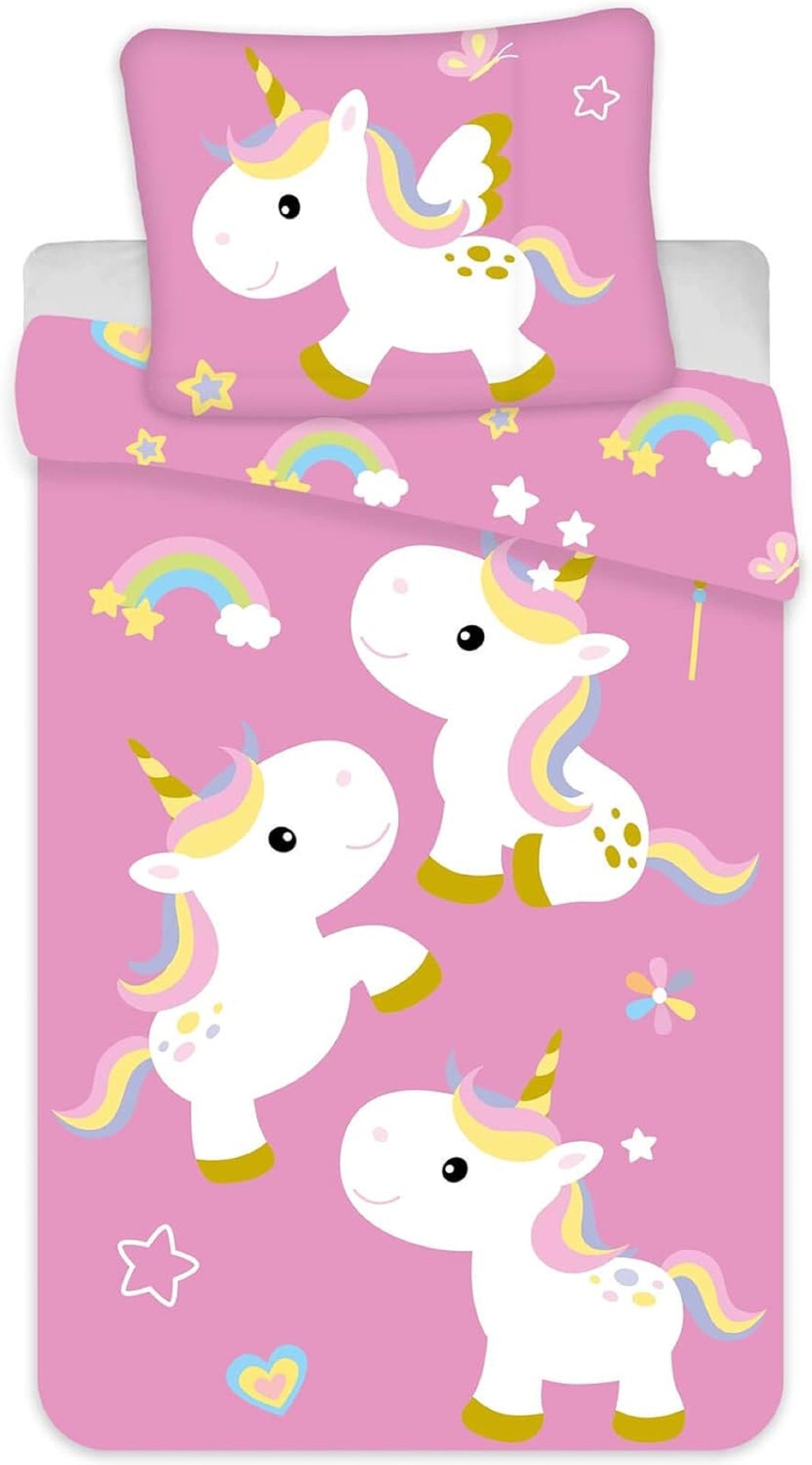 einhorn Bettwäsche Unicorn Bettwäsche Einhorn-Motiv Bettbezug 135x200 cm mit Kissenbezüge