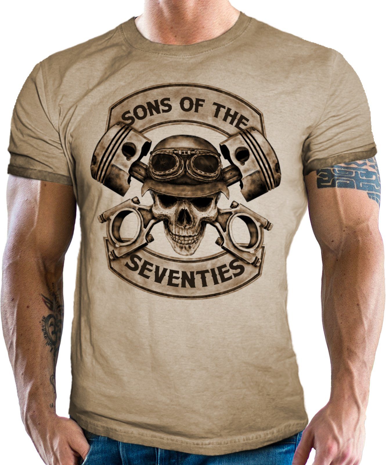 GASOLINE BANDIT® T-Shirt im Biker Racer vintage retro used Look Style: Sons of the Seventies | T-Shirts
