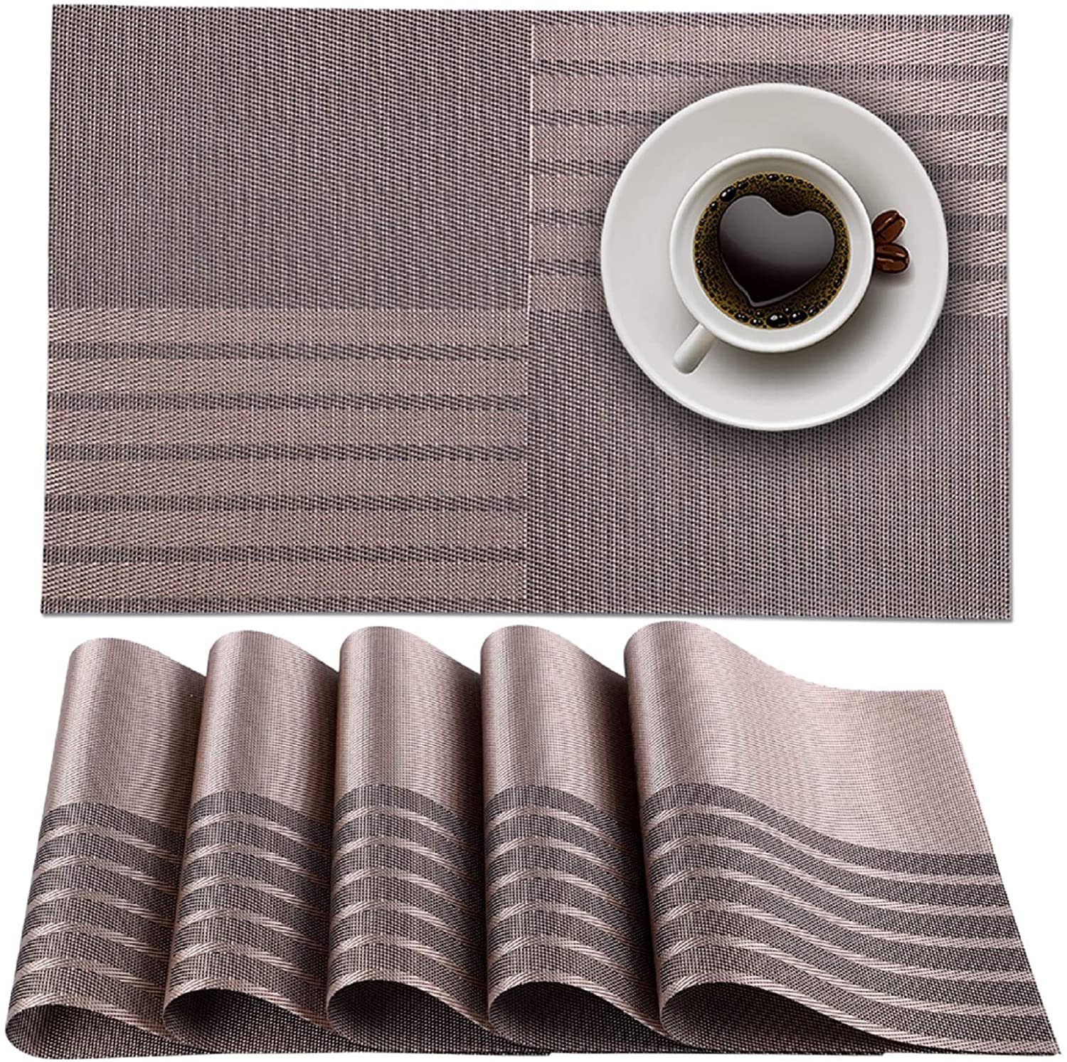 zggzerg Tischläufer Satz von 6 Platzsets, Tischsets PVC Hitzebeständig günstig online kaufen