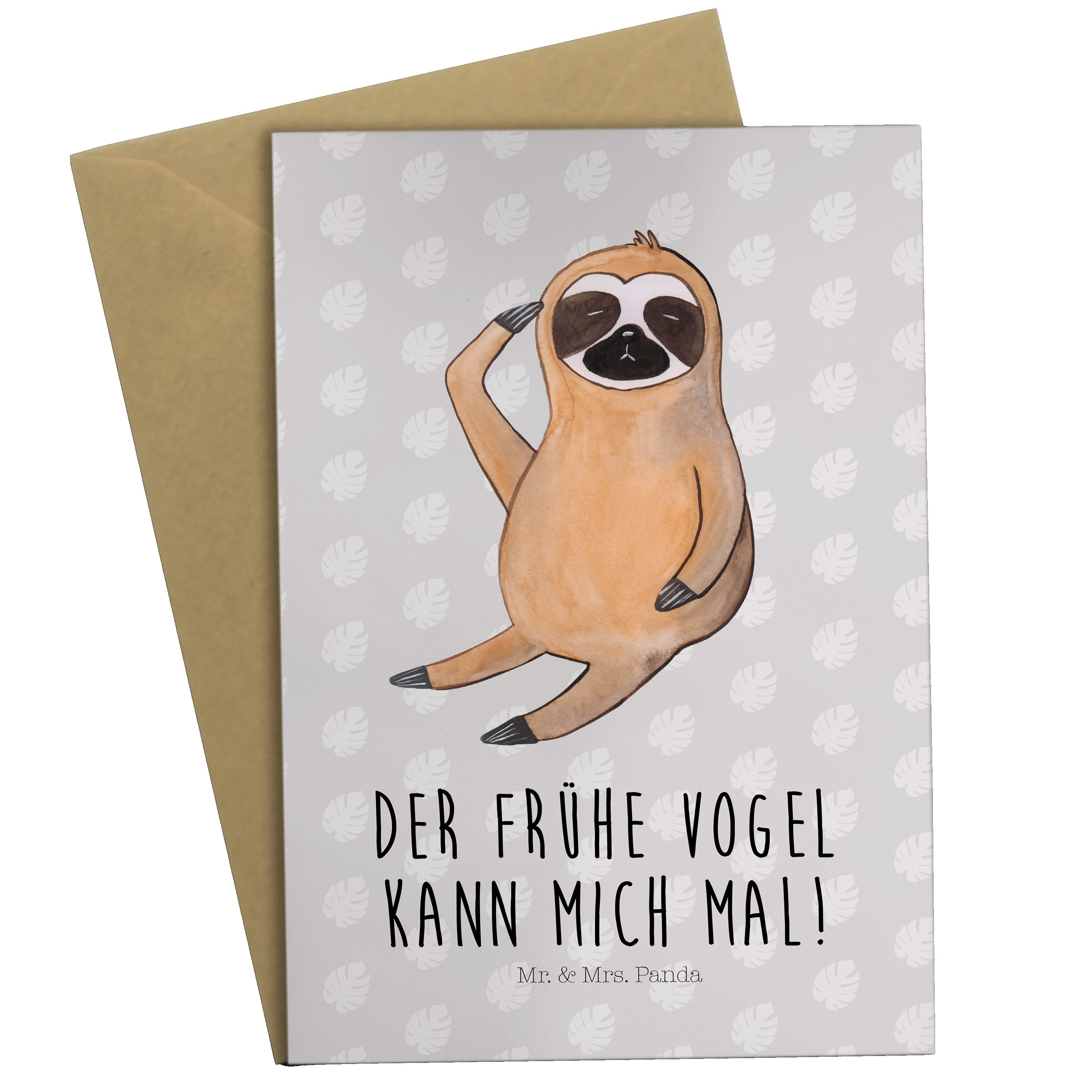 Geschenk, Pastell - Vogel Panda Faultier Mrs. Faultier - Mr. Grau zeigen & Klappkarte, Grußkarte