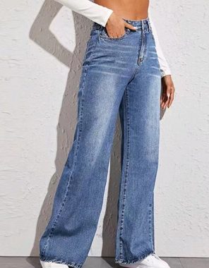 FIDDY Baukastenhose High Waist Hose für Damen Bedruckt locker weites Bein lockere Jeans