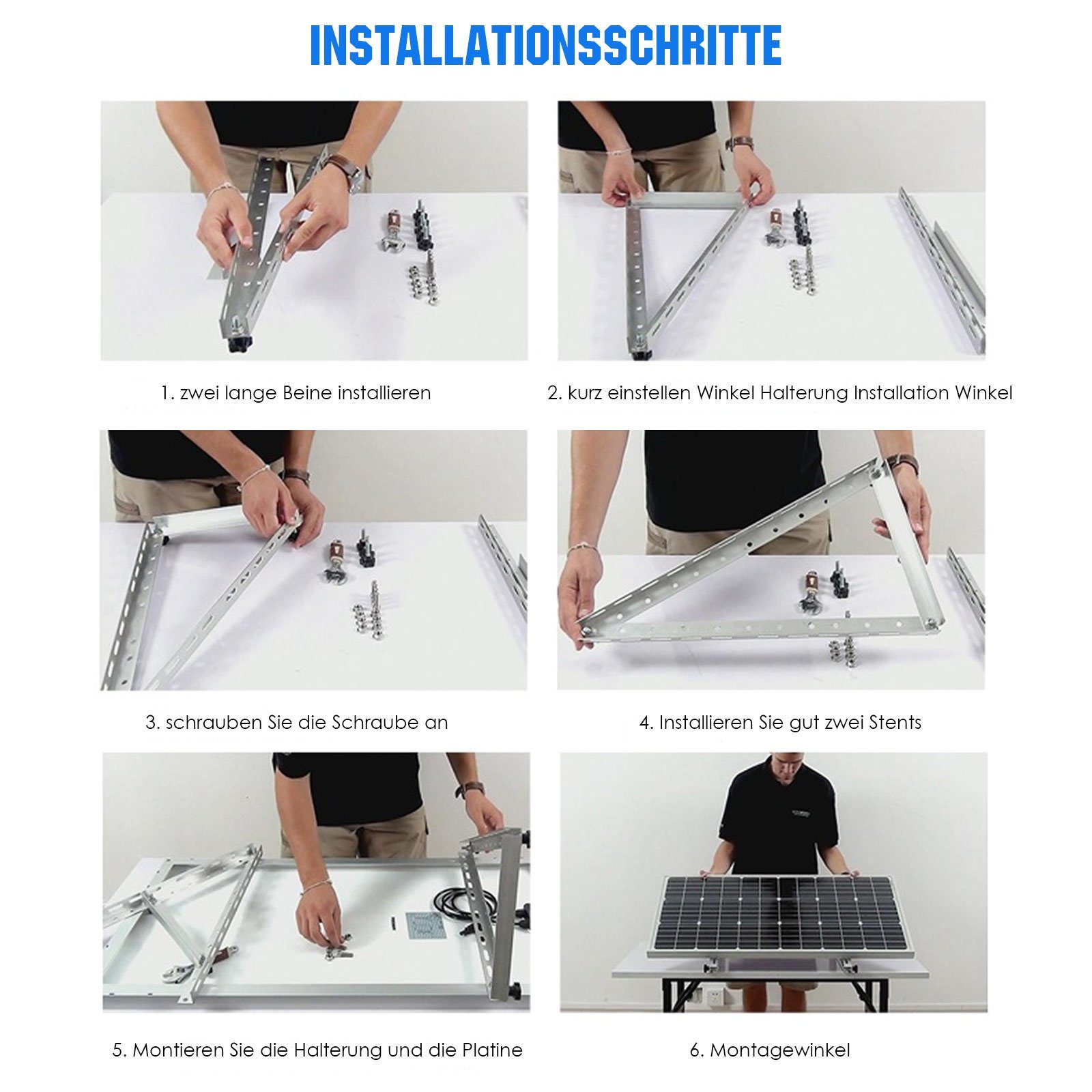 GLIESE Solarmodul 300W Solarpanel 45inch Halterung, 300,00 Monokristallin mit Kit W, Solarmodul