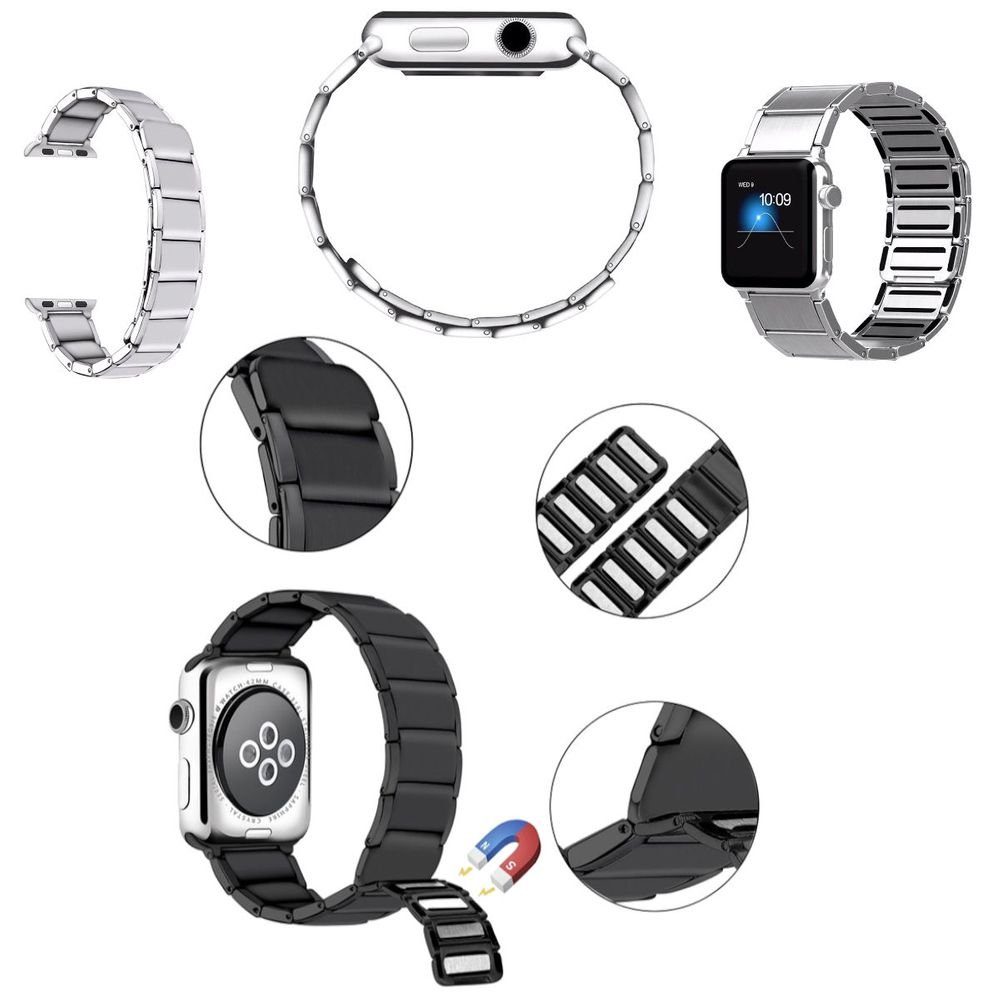 Wigento Für Apple Watch Series 7 45 / 6 SE 5 4 44 / 3 2 1 42mm Deluxe  Magnetisches Stahl Ersatz Armband Silber Smart Uhr Fitnessband online  kaufen | OTTO