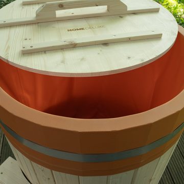 HOME DELUXE Pool Cold Tub / Badefass (70cm) ARUM (Komplett-Set, inkl. Abdeckung & Treppe), aus nordischer Fichte, mit integriertem Sitz I Eisfass, Eispool