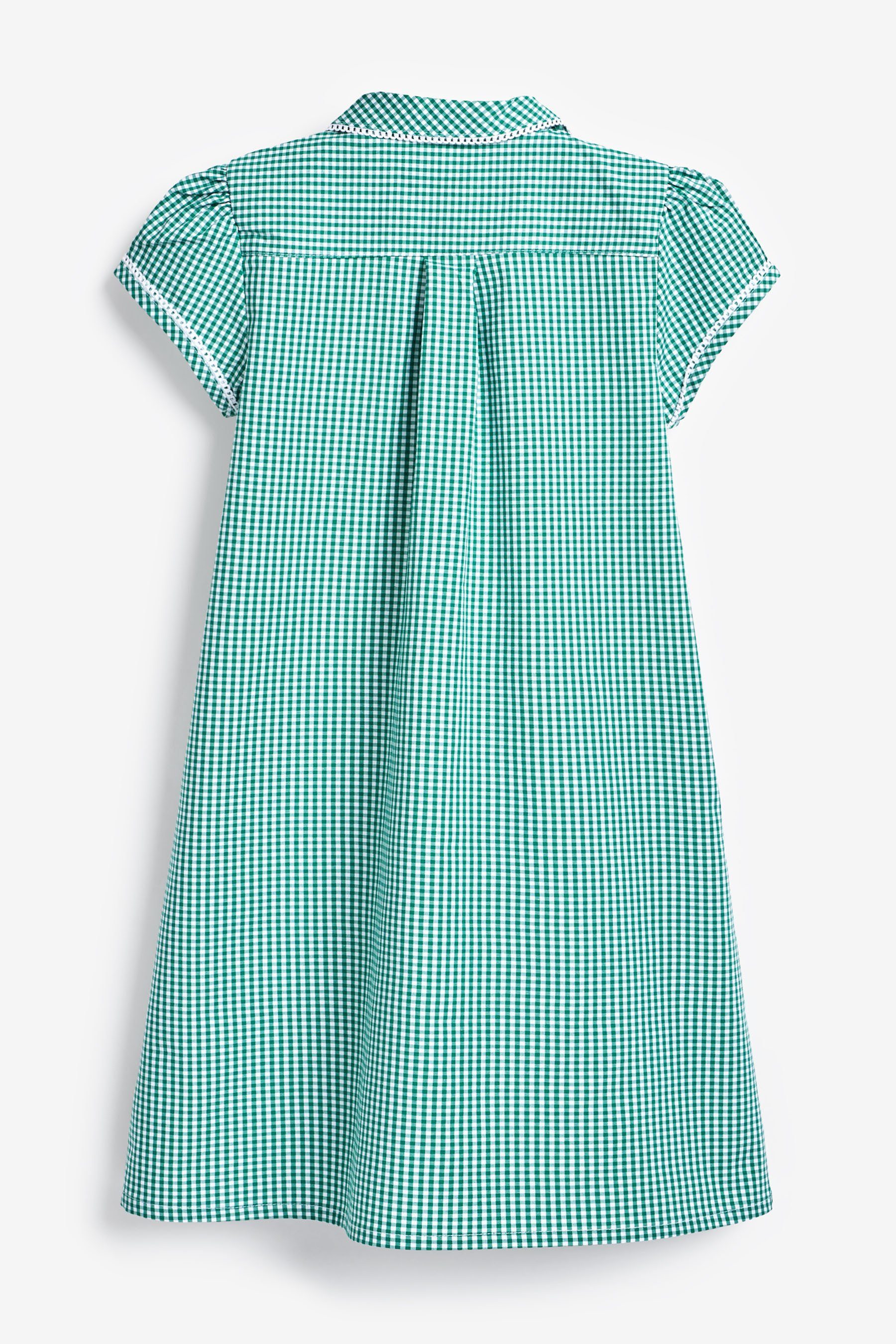 Next Karokleid Kleid mit Vichykaros, Knopfleiste + Spitzenbesatz (1-tlg)