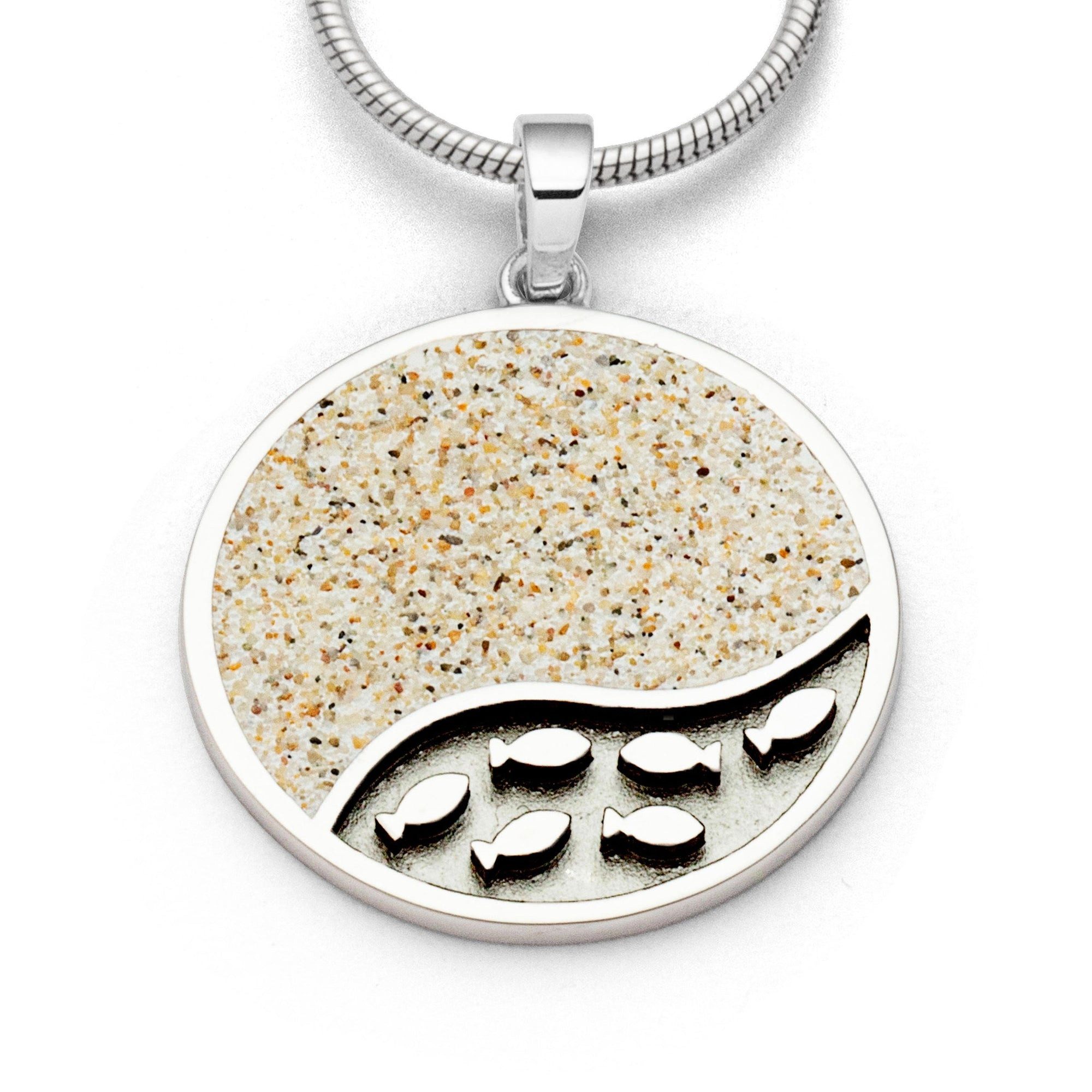 Kettenanhänger DUR Schmuck: Anhänger 25 mm "Fischschwarm" mit Strandsand, dunkel rhod
