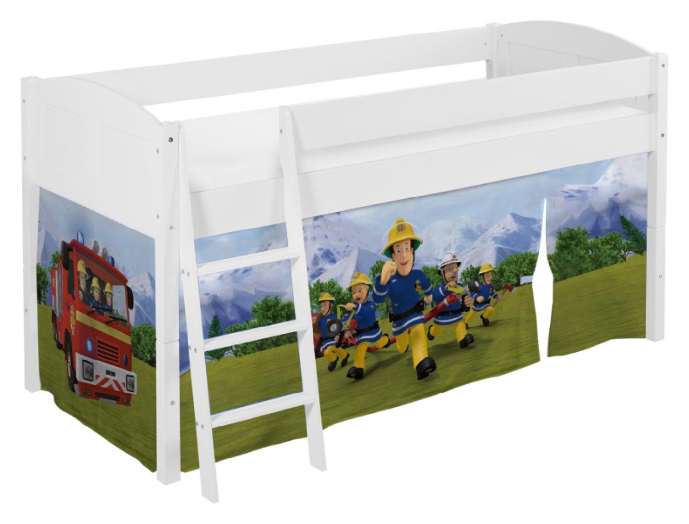 Lilokids Hochbett Kinderbett IDA Landhaus mit FEUERWEHRMANN SAM LILOKIDS 90x200cm