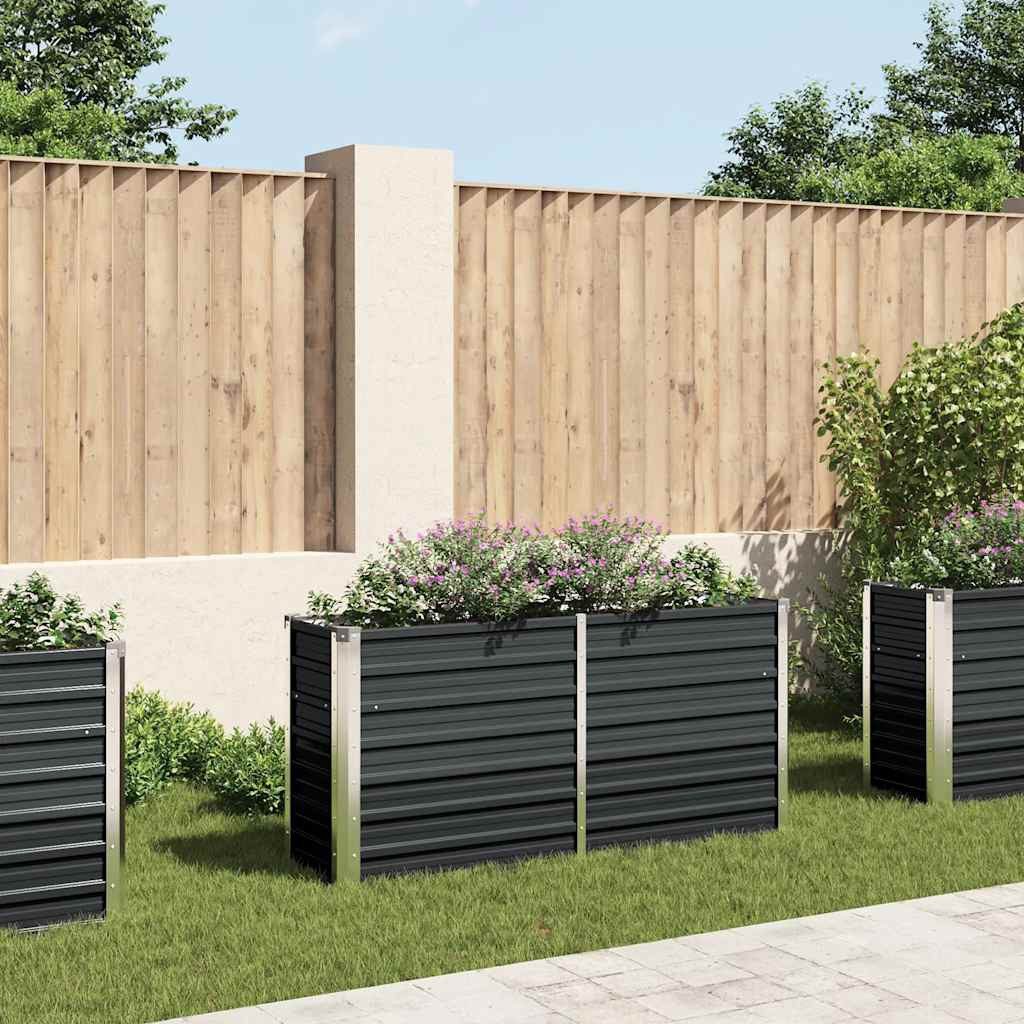 furnicato Hochbeet Garten-Metall 160x40x77 cm Anthrazit, Witterungsbeständiges Gemüsebeet mit offener Unterseite für den Garten