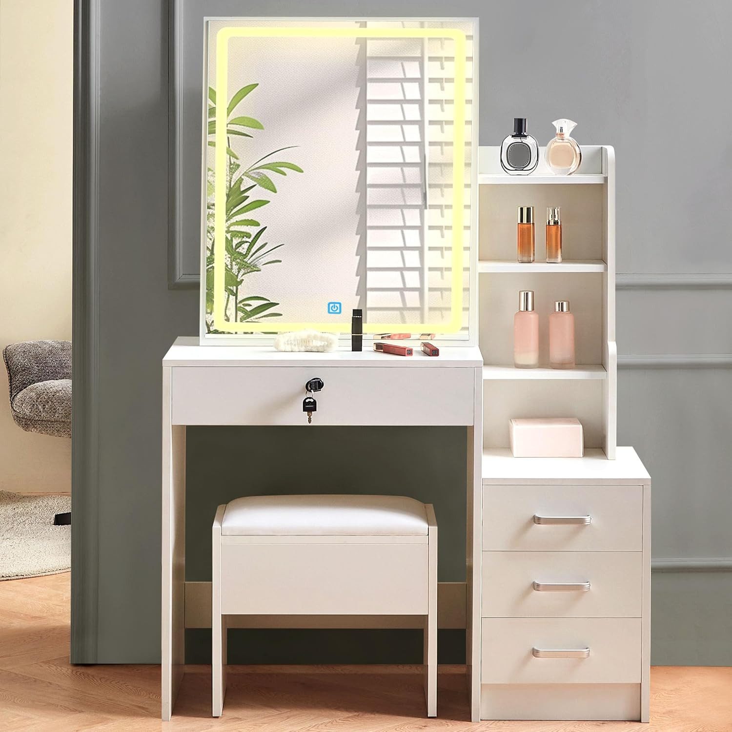 JYMTOM Schminktisch mit Beleuchtung Spiegel,Verstellbarer Helligkeit,modern günstig online kaufen