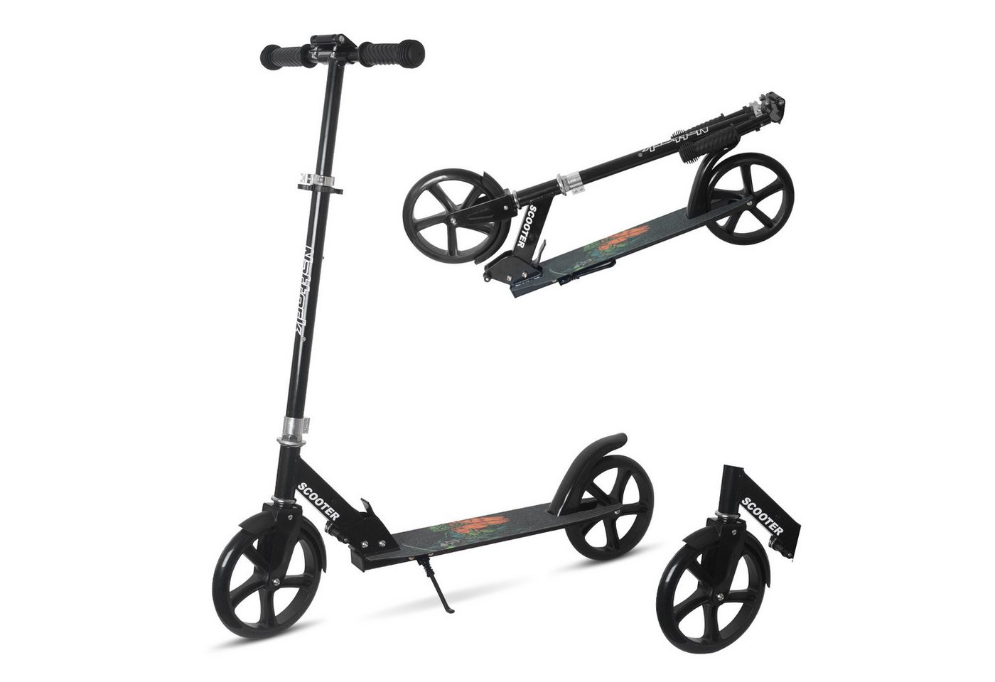 Nattork Scooter Klappbarer Kickscooter für Kinder und Erwachsene, bis 100 kg Traglast, (1 tlg), Stabiler Tretroller mit höhenverstellbarem Lenker, 8-Zoll PU-Rädern