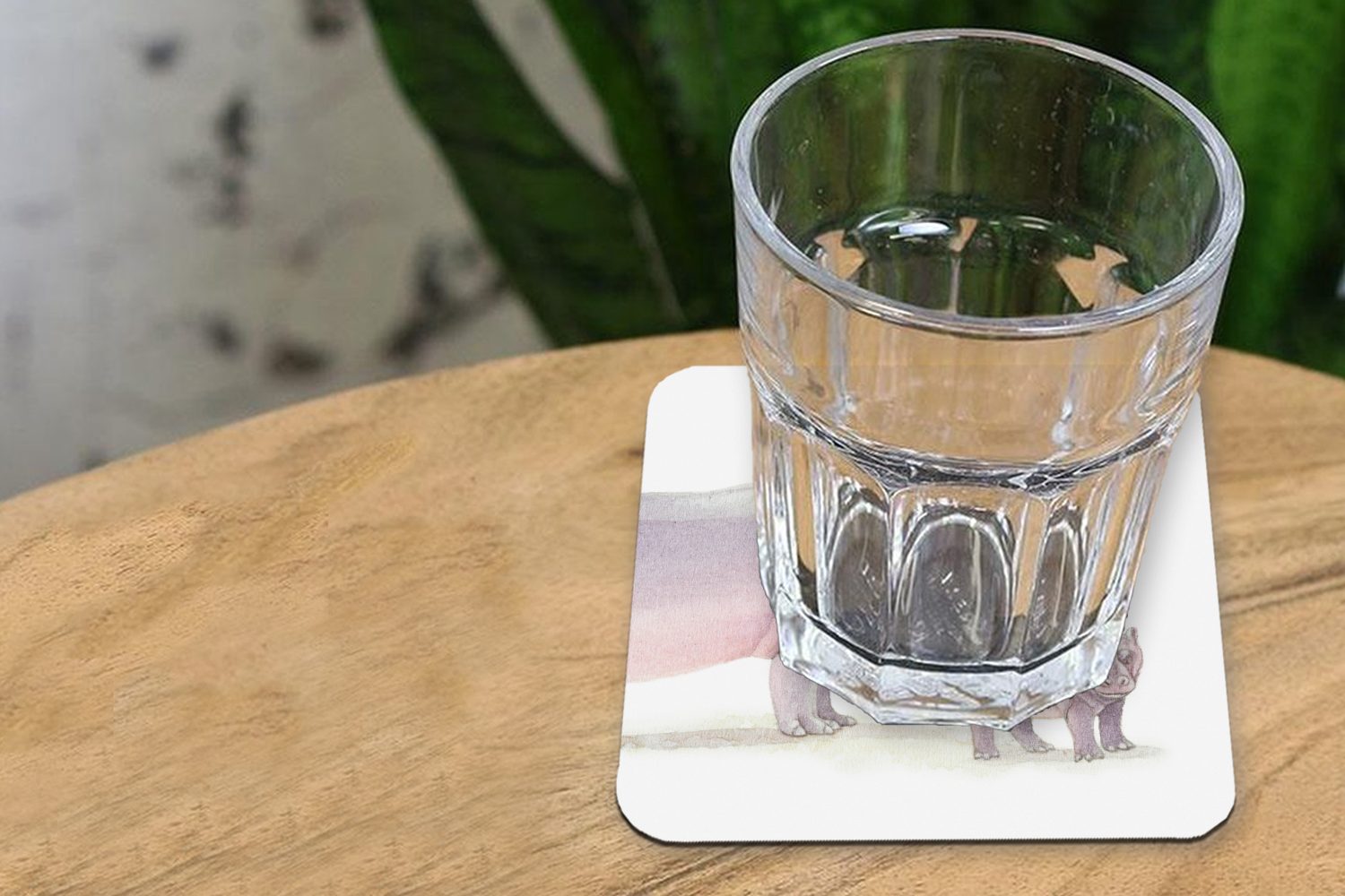 Nilpferd Tasse 6-tlg., - Kalb Glasuntersetzer Untersetzer, Zubehör - Korkuntersetzer, für Tischuntersetzer, Aquarell, Gläser, MuchoWow Glasuntersetzer,