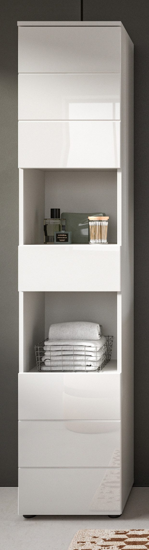 Inn.Furn Hochschrank Larik (Badschrank in weiß Hochglanz, 2-türig, 38 x 190 günstig online kaufen