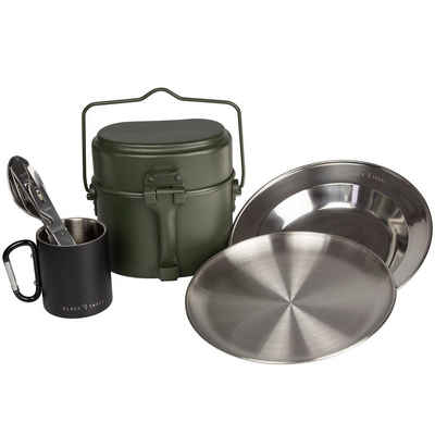 Black Snake Geschirr-Set Kochgeschirr mit Camping Tellern, Besteck, Tasse, 1 Personen