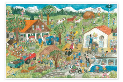 Posterlounge Poster Annegret Reimann, Ferien auf dem Bauernhof, Mädchenzimmer Kindermotive