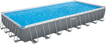 Bestway Framepool Power Steel™ (Komplett-Set), Frame Pool mit Sandfilteranlage 956x488x132 cm, grau