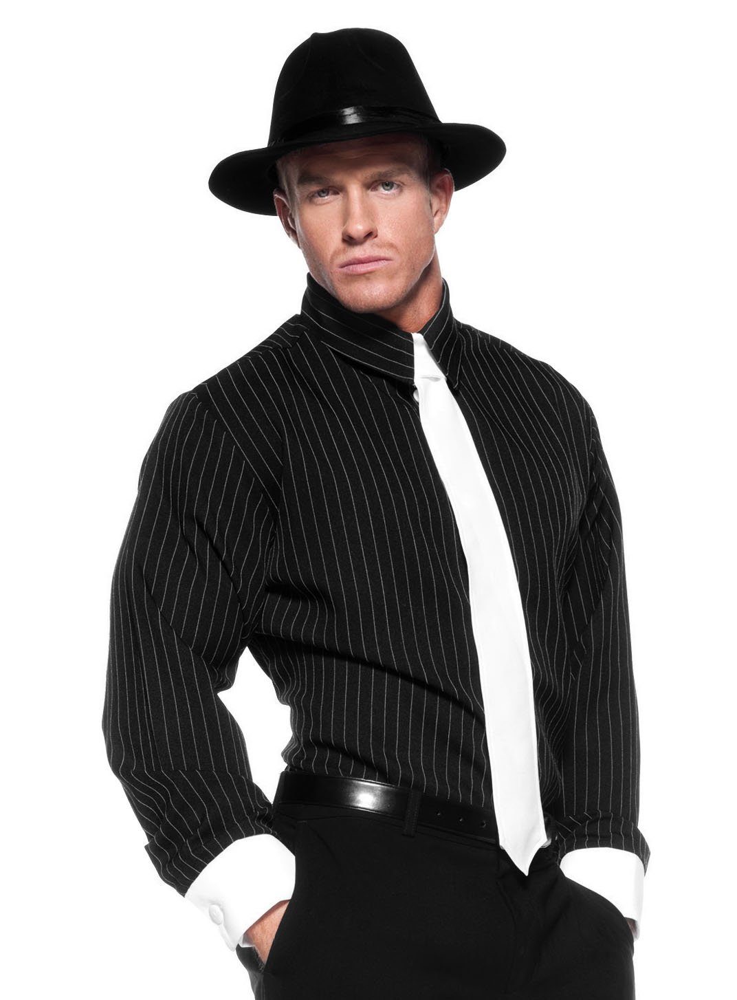 Underwraps T-Shirt Gangster Shirt Edles Mafioso Hemd mit weißer Krawatte