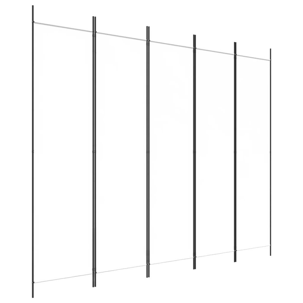 furnicato Raumteiler Paravent 250x200 cm Weiß mit Stoff und Eisen, 1-tlg.